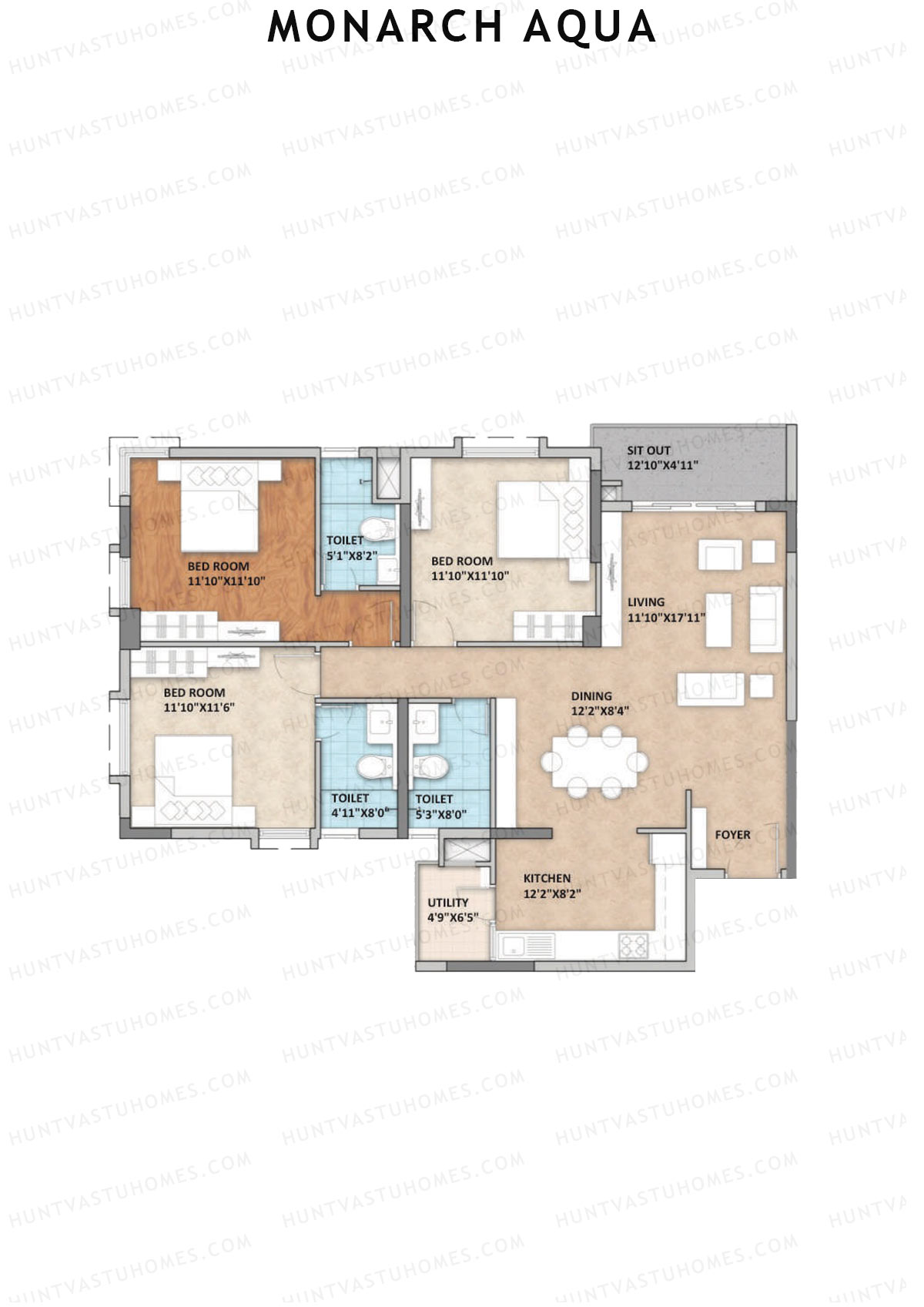 Monarch Aqua Tower Coronet Unit 1 Floor Plan