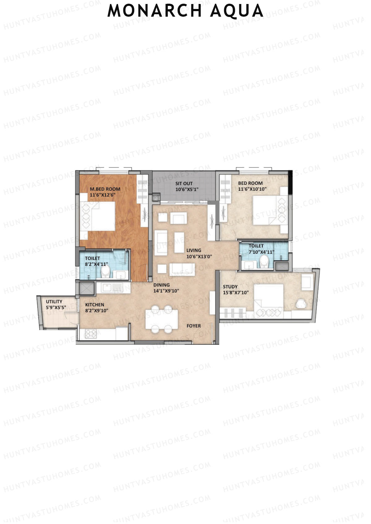 Monarch Aqua Tower Coronet Unit 2 Floor Plan