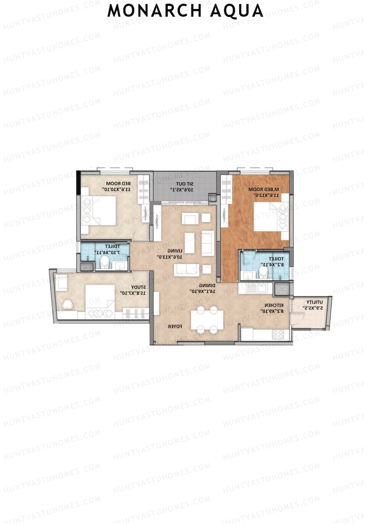 Monarch Aqua Tower Coronet Unit 3 Floor Plan