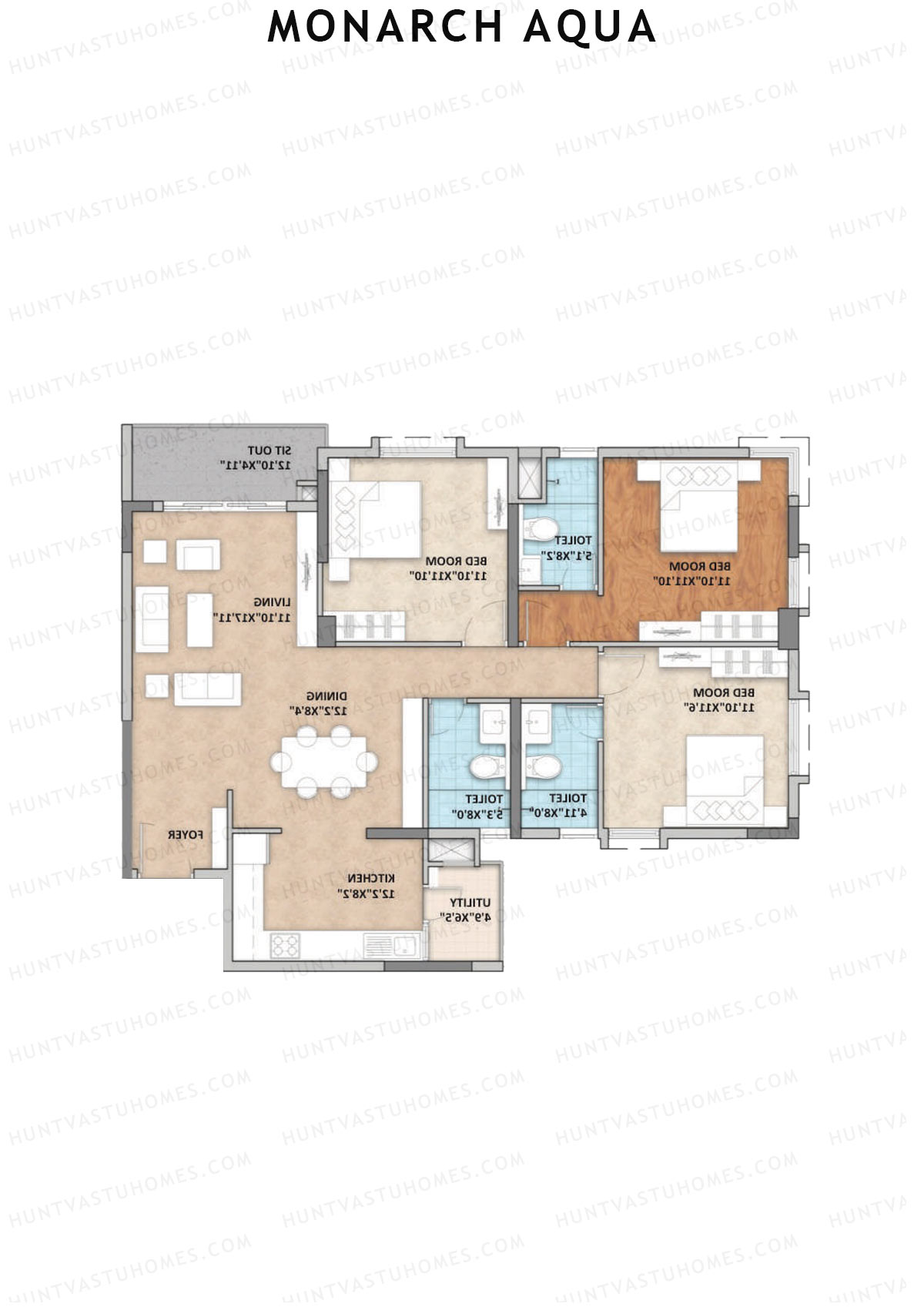 Monarch Aqua Tower Coronet Unit 4 Floor Plan