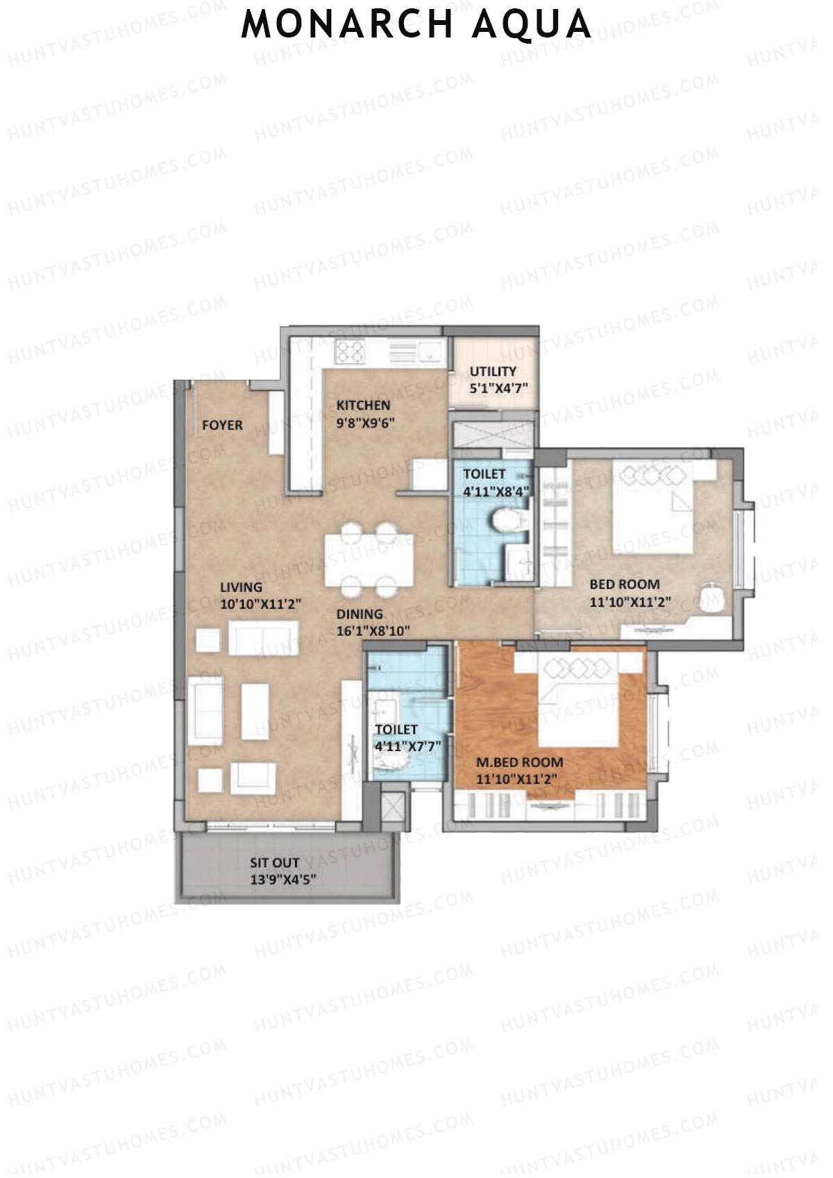 Monarch Aqua Tower Coronet Unit 5 Floor Plan