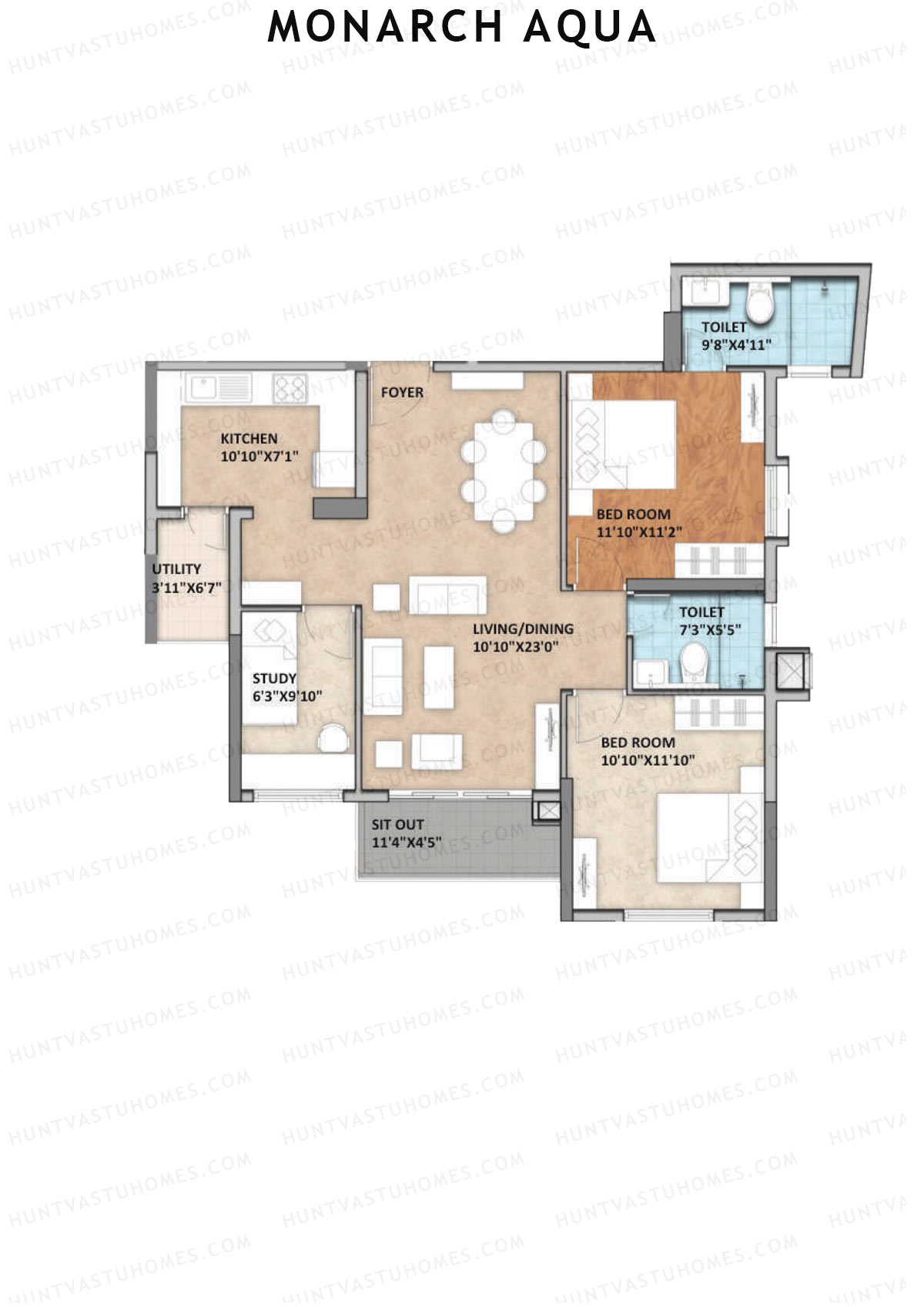Monarch Aqua Tower Coronet Unit 6 Floor Plan