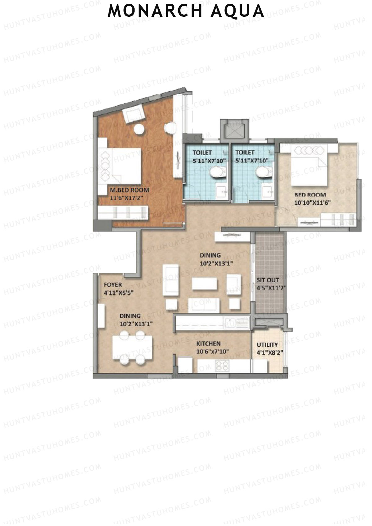 Monarch Aqua Tower Crest Unit 10 Floor Plan