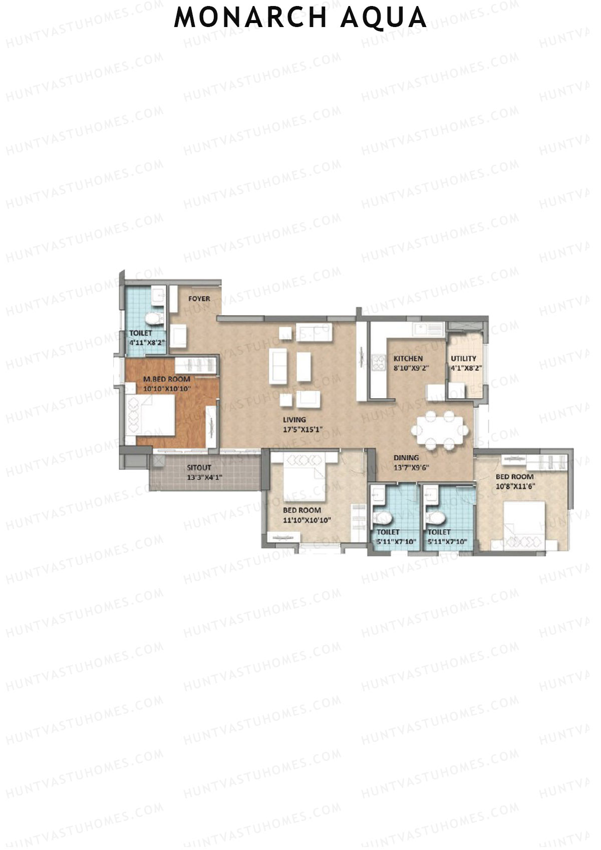 Monarch Aqua Tower Crest Unit 11 Floor Plan