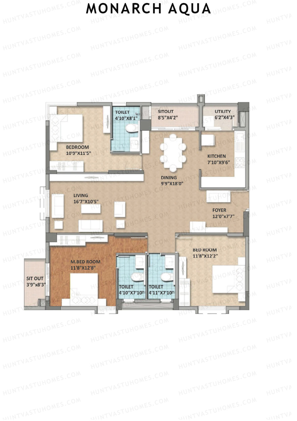 Monarch Aqua Tower Crest Unit 1 Floor Plan