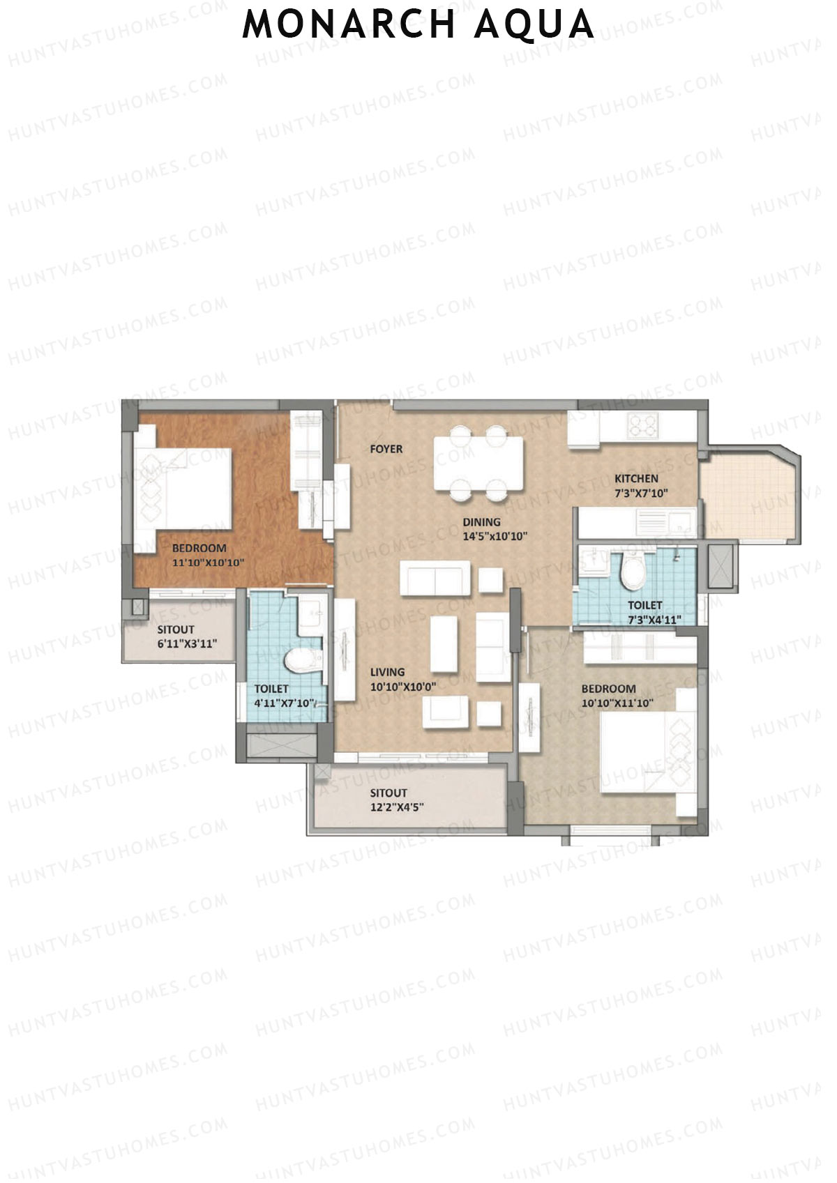 Monarch Aqua Tower Crest Unit 3 Floor Plan