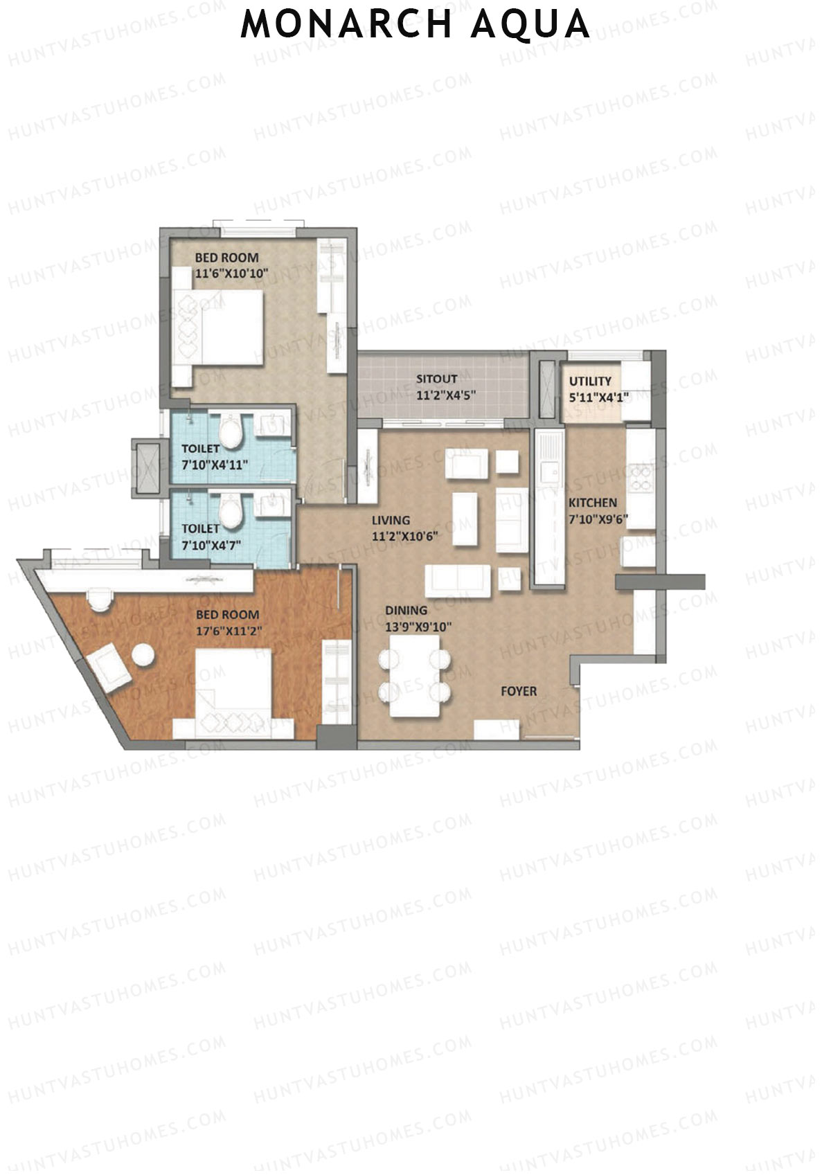 Monarch Aqua Tower Crest Unit 4 Floor Plan