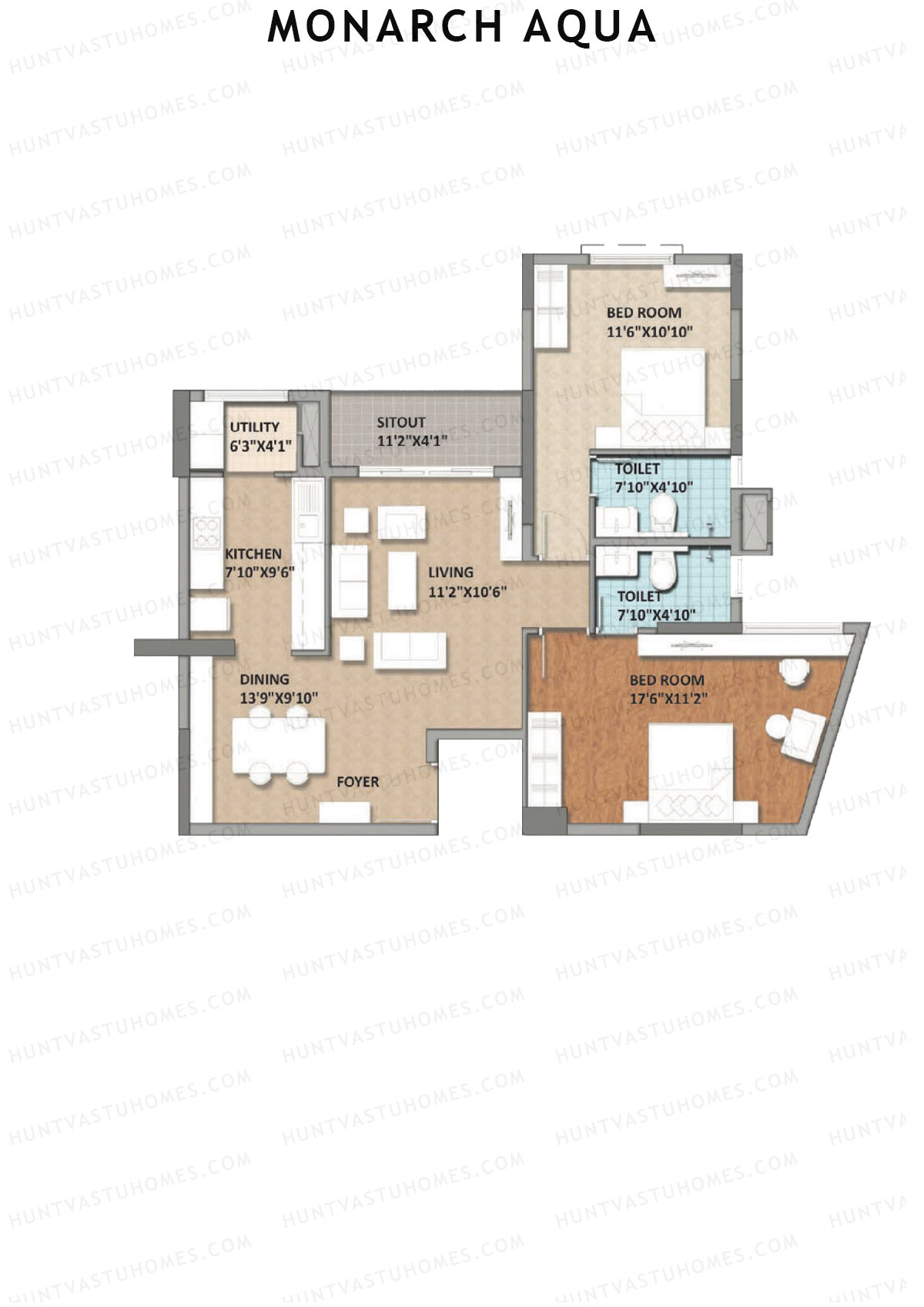 Monarch Aqua Tower Crest Unit 5 Floor Plan