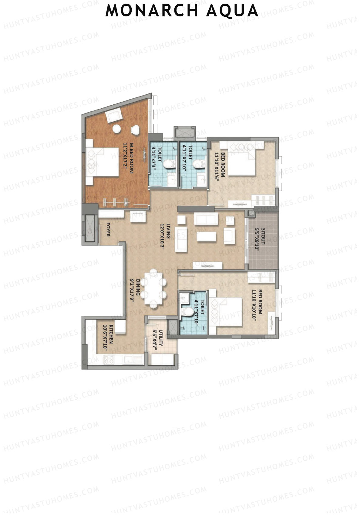 Monarch Aqua Tower Crest Unit 6 Floor Plan