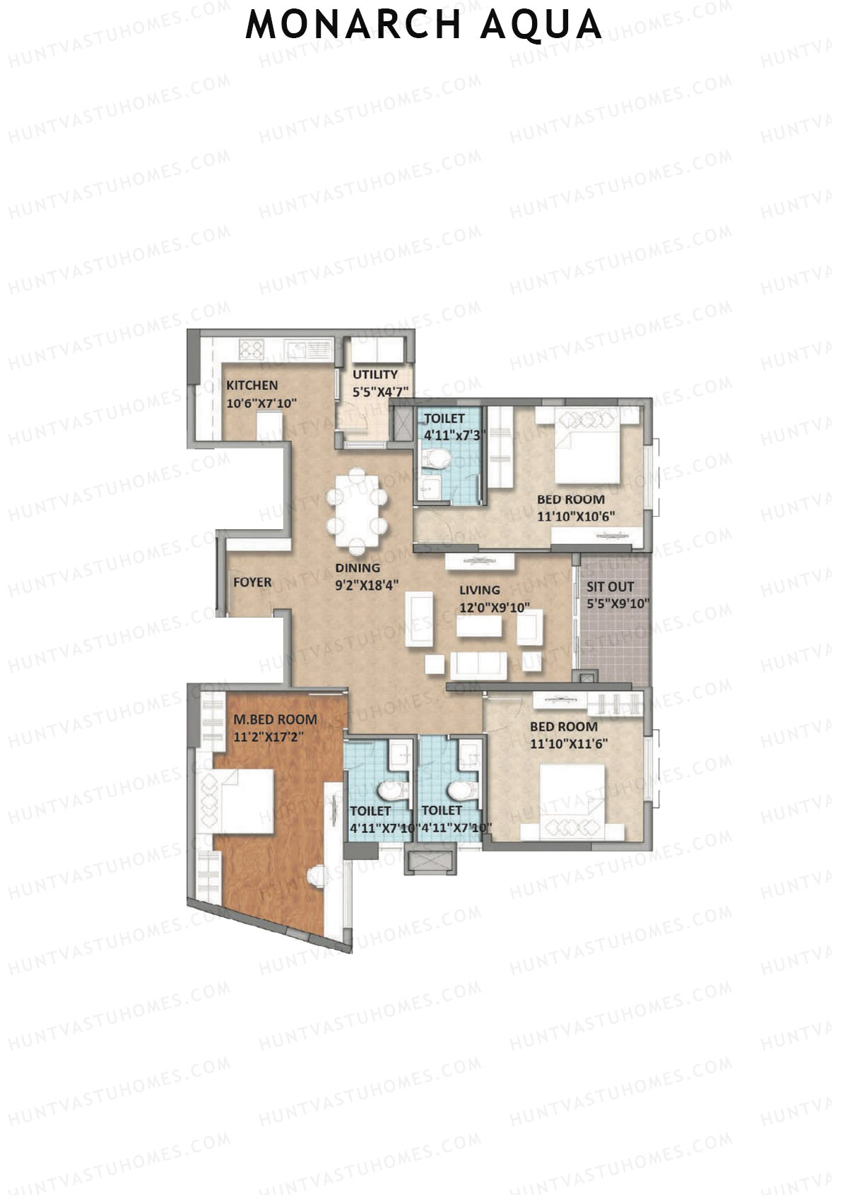 Monarch Aqua Tower Crest Unit 9 Floor Plan