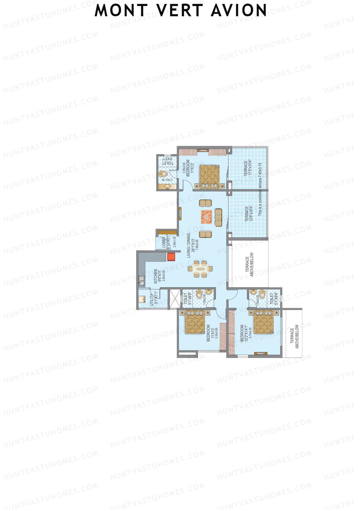 Mont Vert Avion Tower A Unit 1 (Type 1) Floor Plan