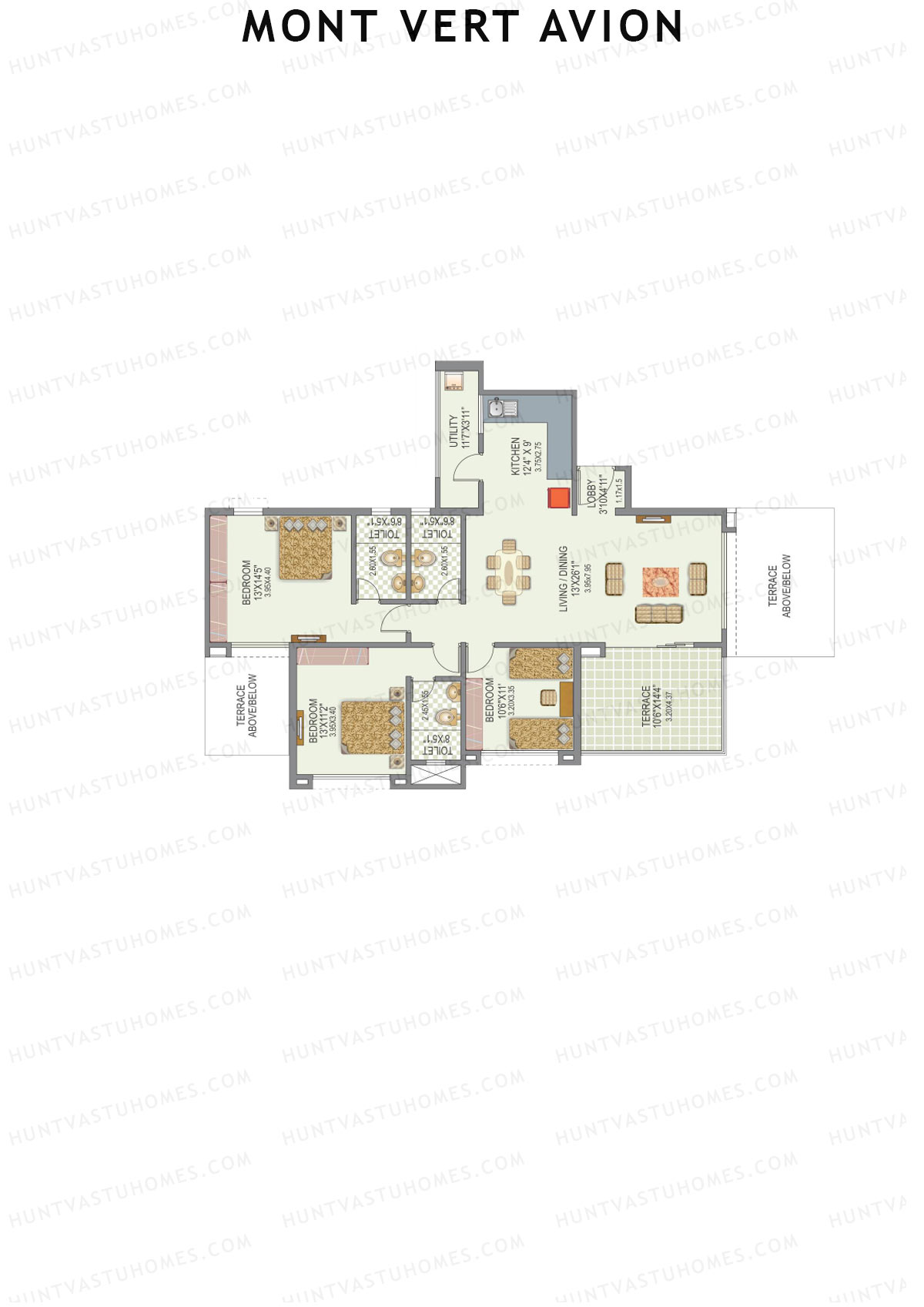Mont Vert Avion Tower A Unit 2 (Type 2) Floor Plan