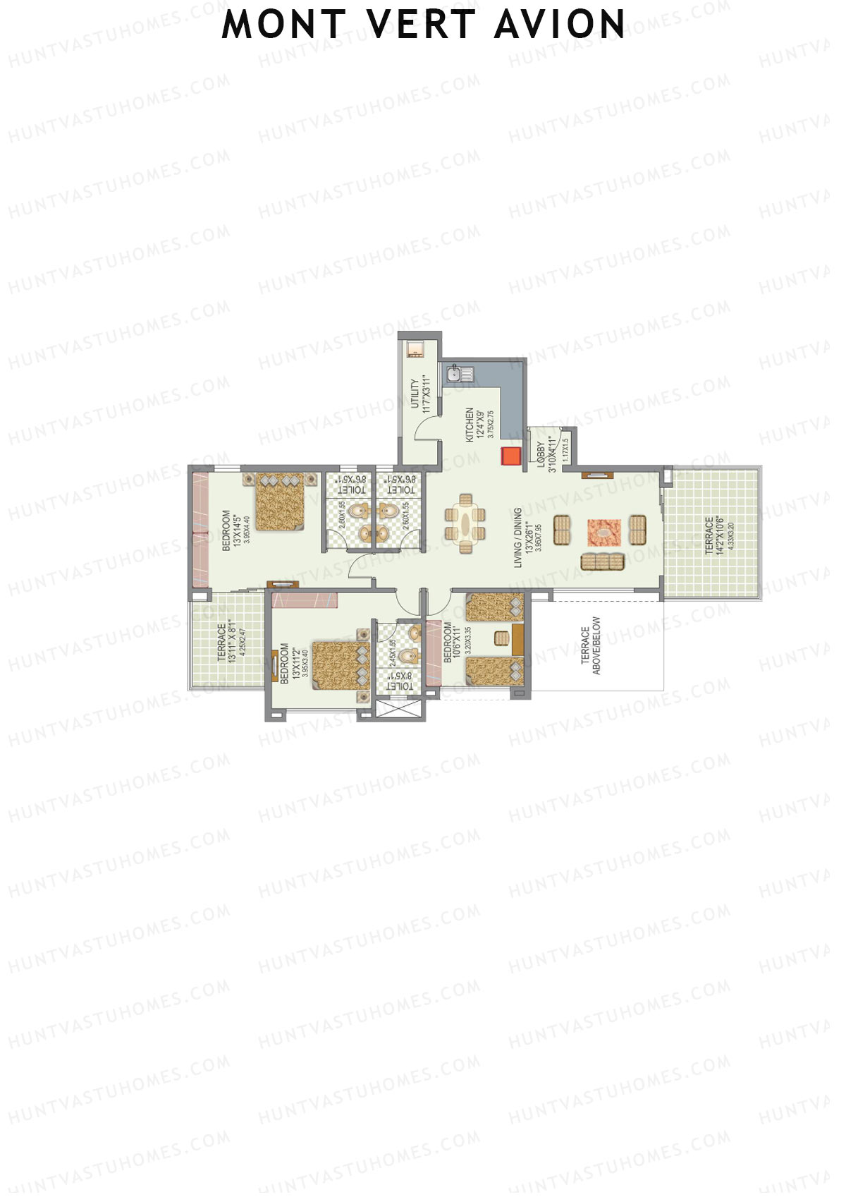 Mont Vert Avion Tower A Unit 2 (Type 2) Floor Plan