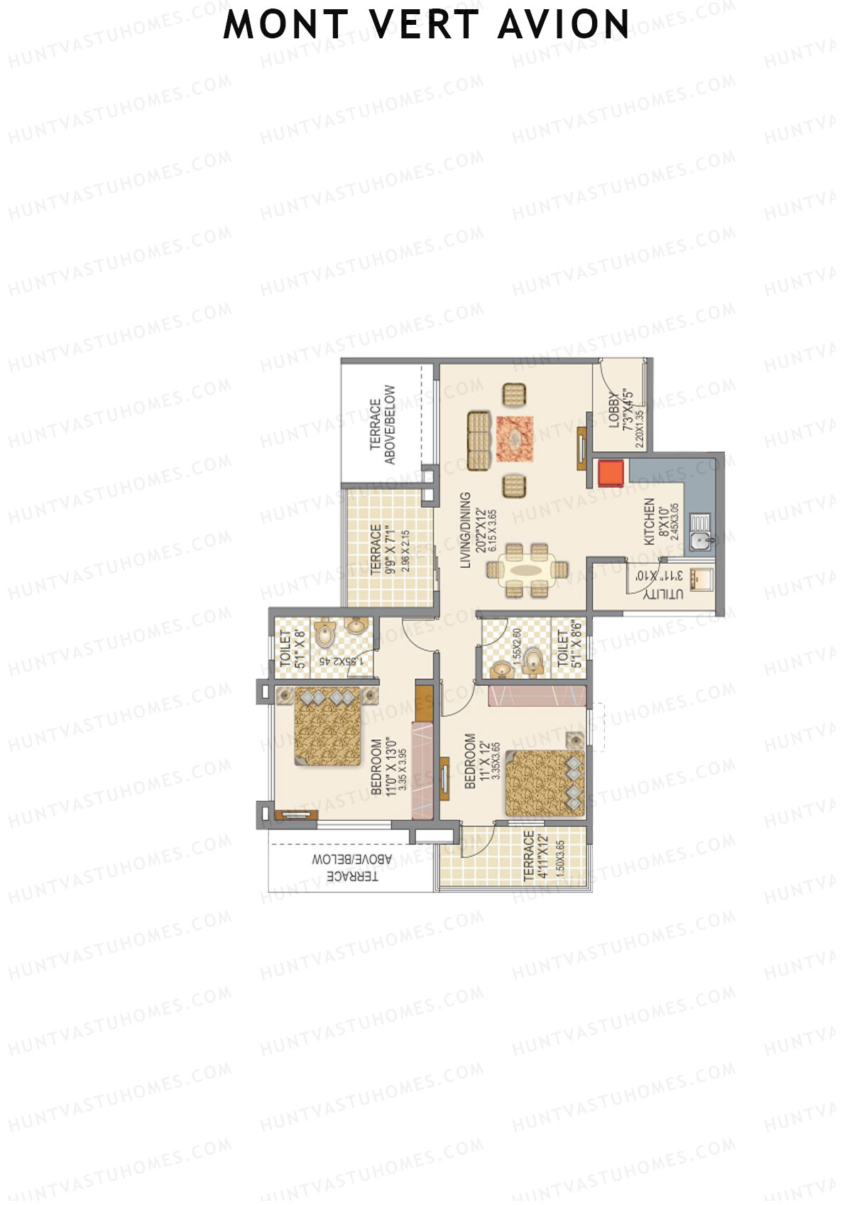 Mont Vert Avion Tower A Unit 3 Floor Plan