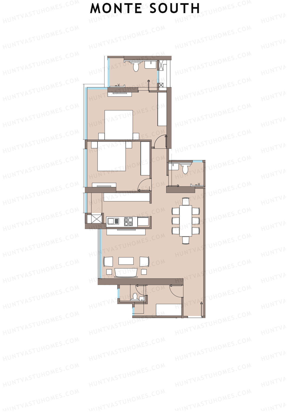 Monte South Tower 1 Unit 1 Floor Plan