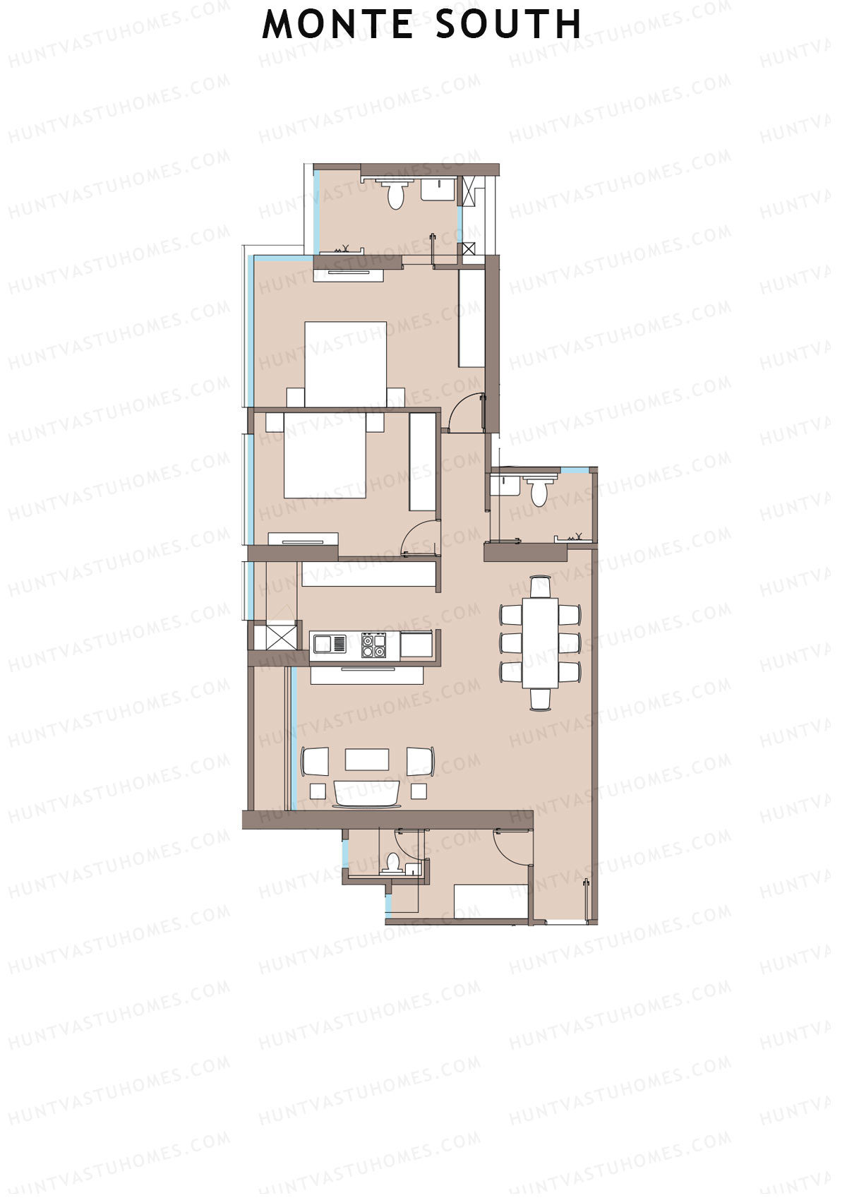 Monte South Tower 1 Unit 1 Floor Plan