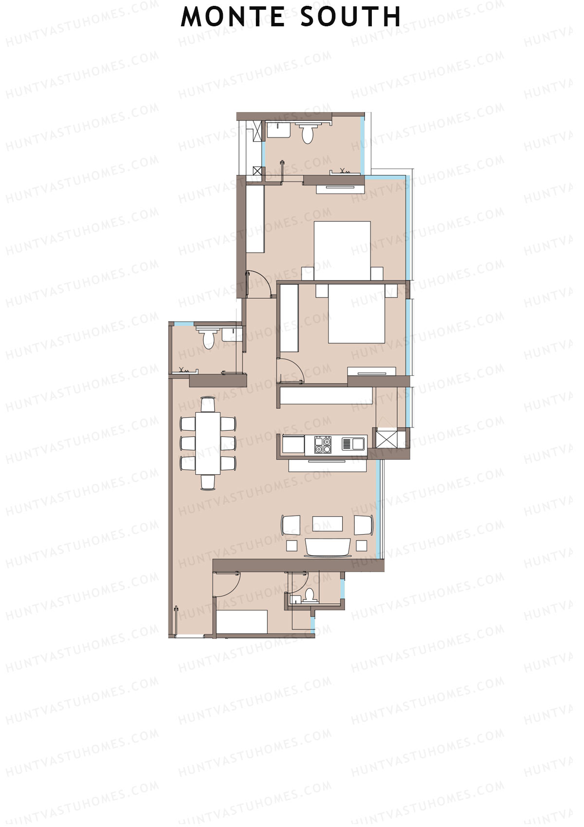 Monte South Tower 1 Unit 2 Floor Plan