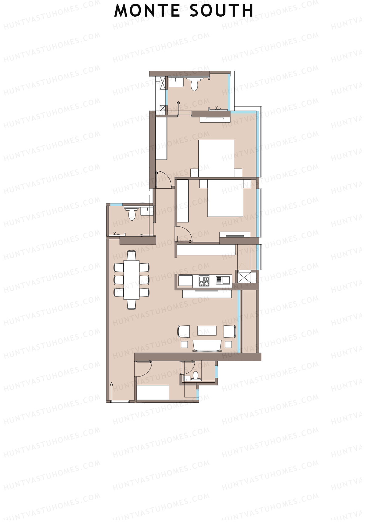 Monte South Tower 1 Unit 2 Floor Plan