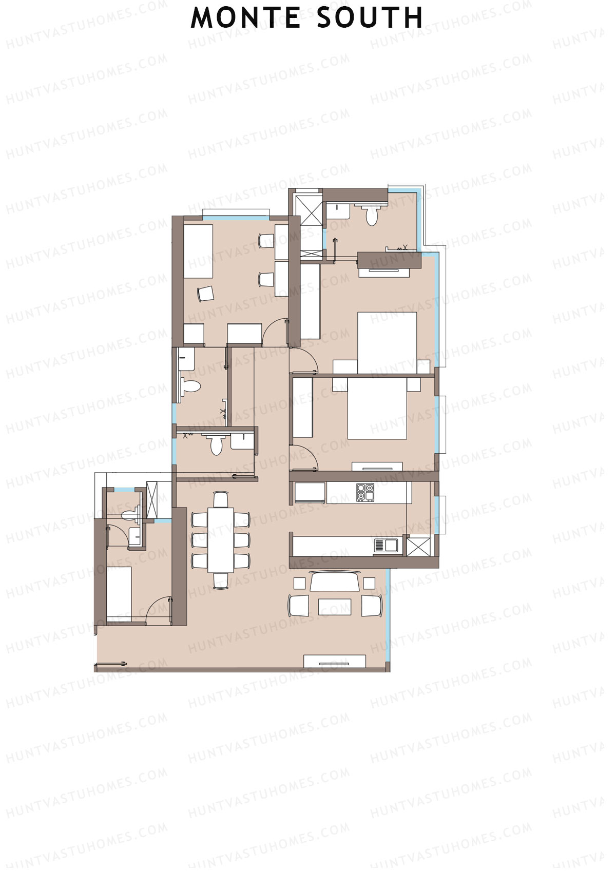 Monte South Tower 1 Unit 3 Floor Plan