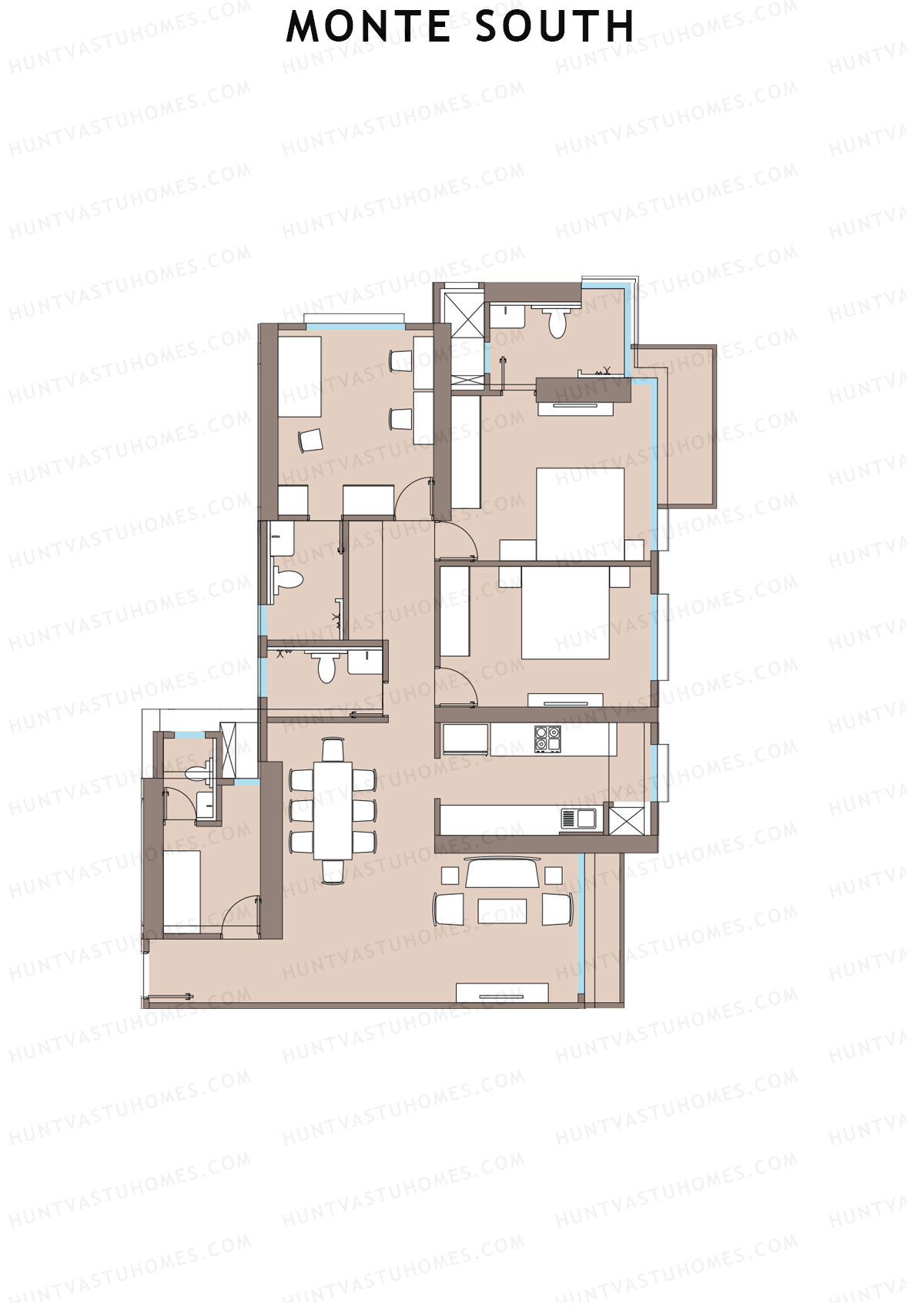 Monte South Tower 1 Unit 3 Floor Plan