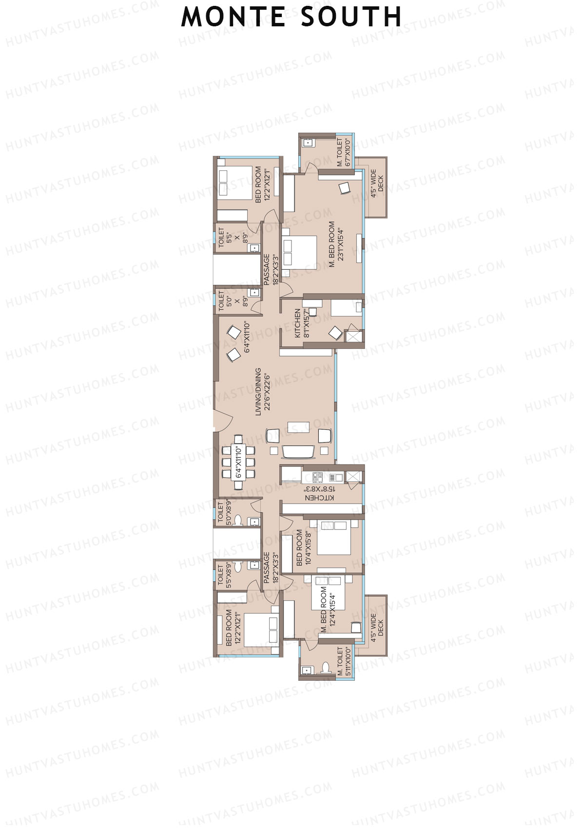 Monte South Tower 1 Unit 3+4 Floor Plan