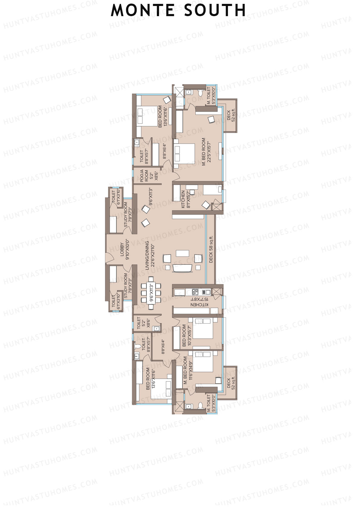 Monte South Tower 1 Unit 3+4 Floor Plan