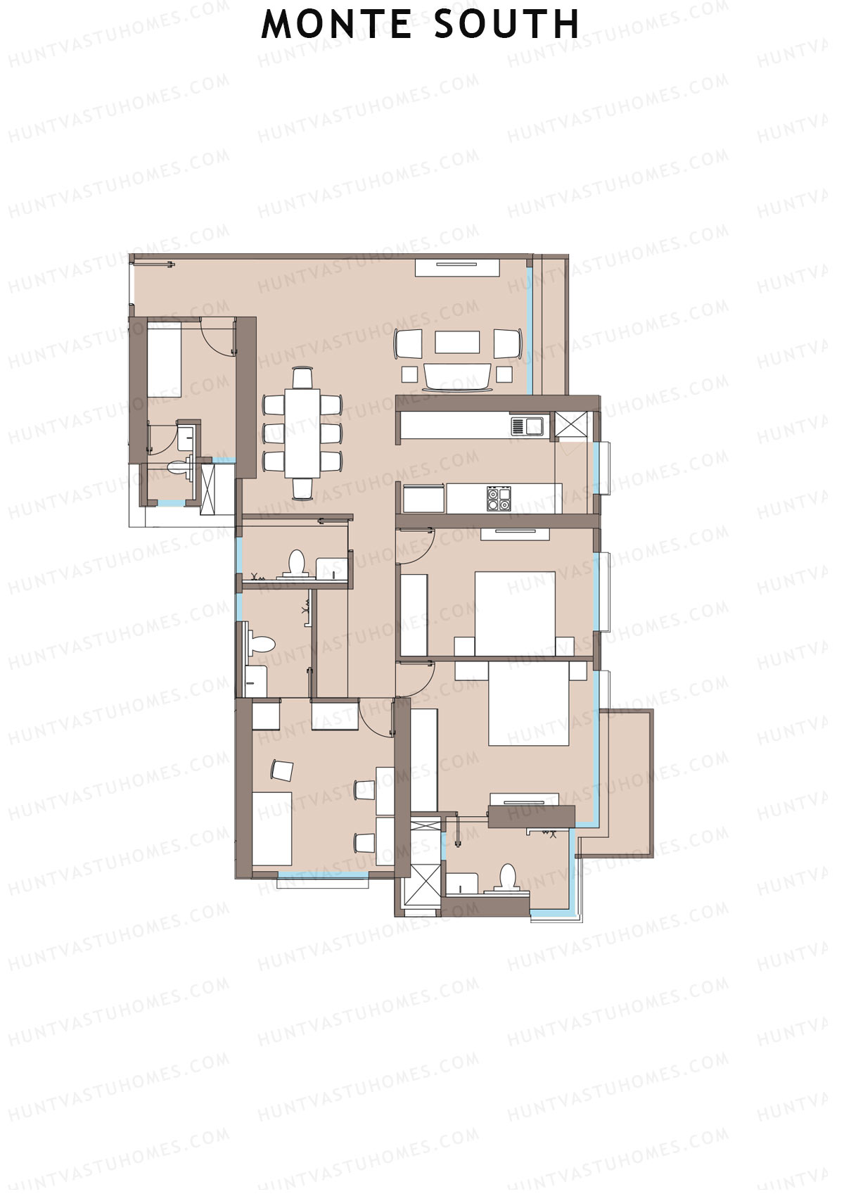 Monte South Tower 1 Unit 4 Floor Plan
