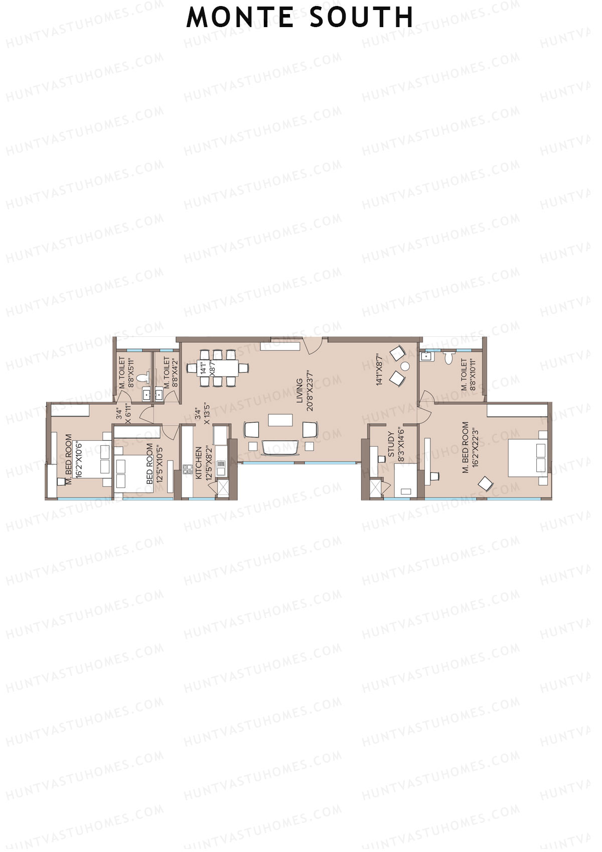 Monte South Tower 1 Unit 5+6 Floor Plan