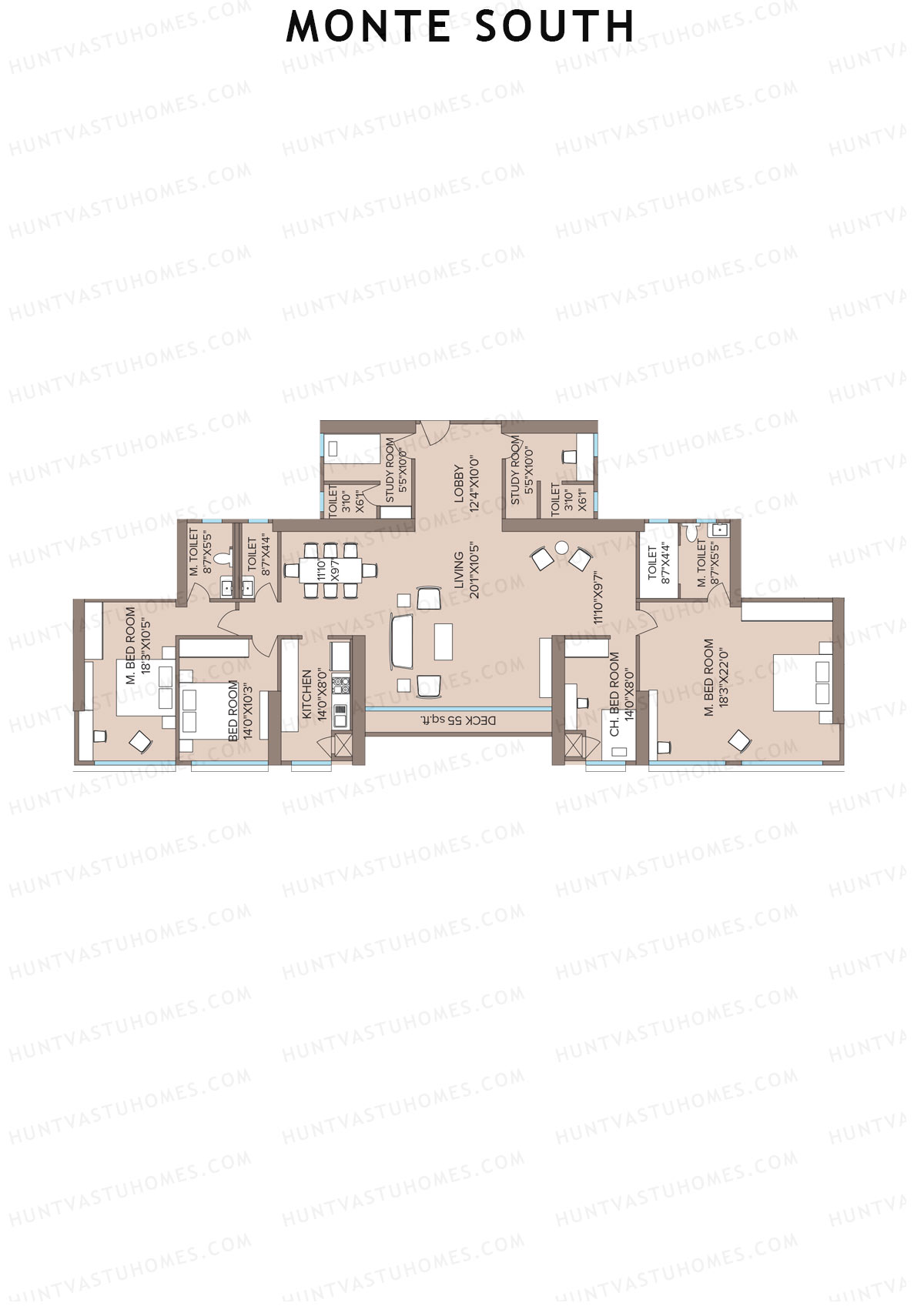 Monte South Tower 1 Unit 5+6 Floor Plan