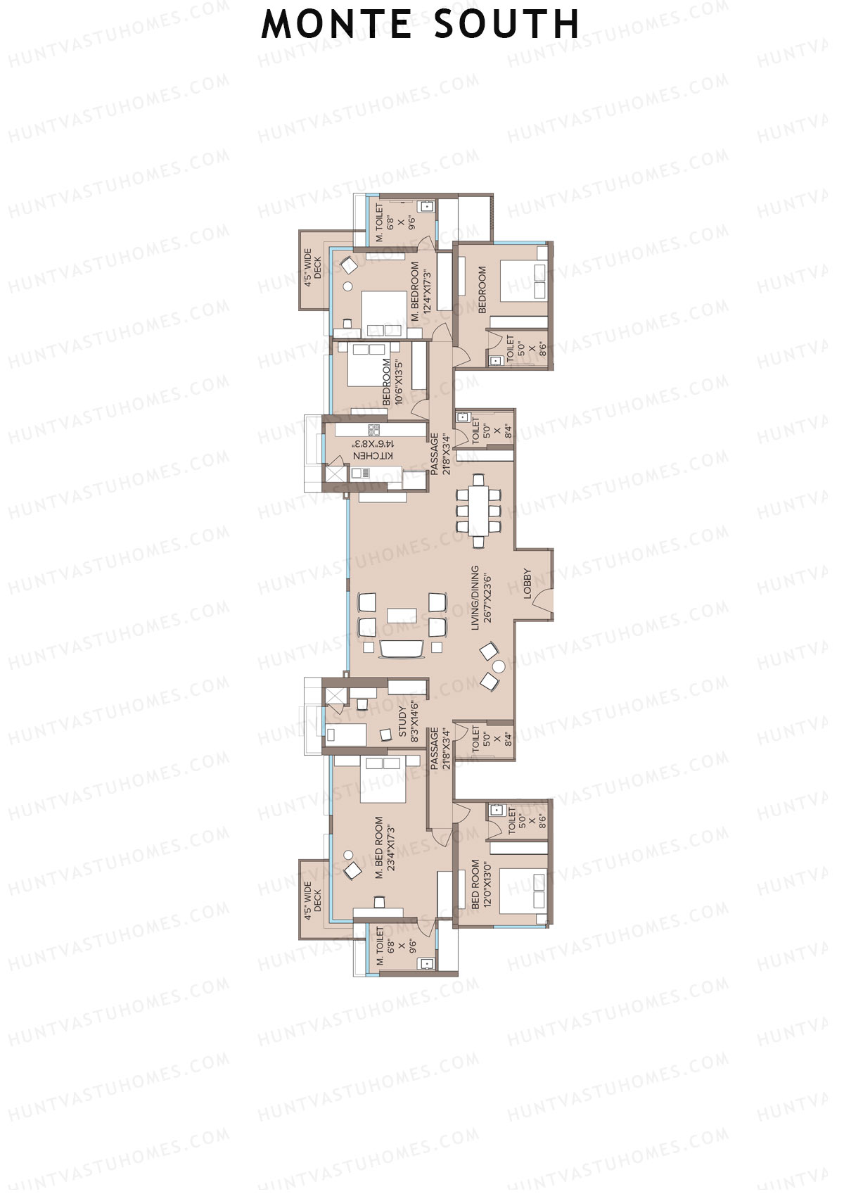Monte South Tower 1 Unit 7+8 Floor Plan