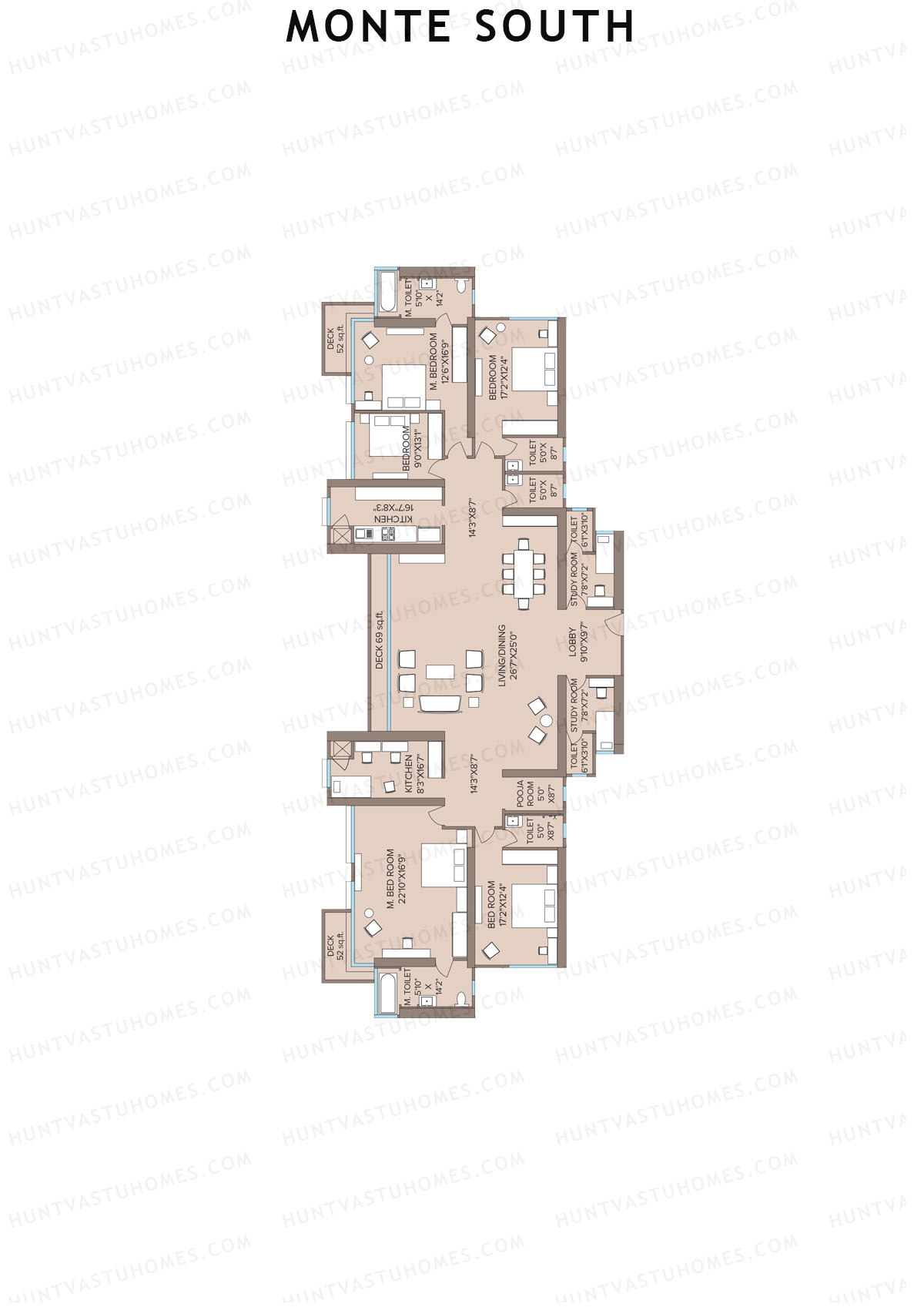 Monte South Tower 1 Unit 7+8 Floor Plan