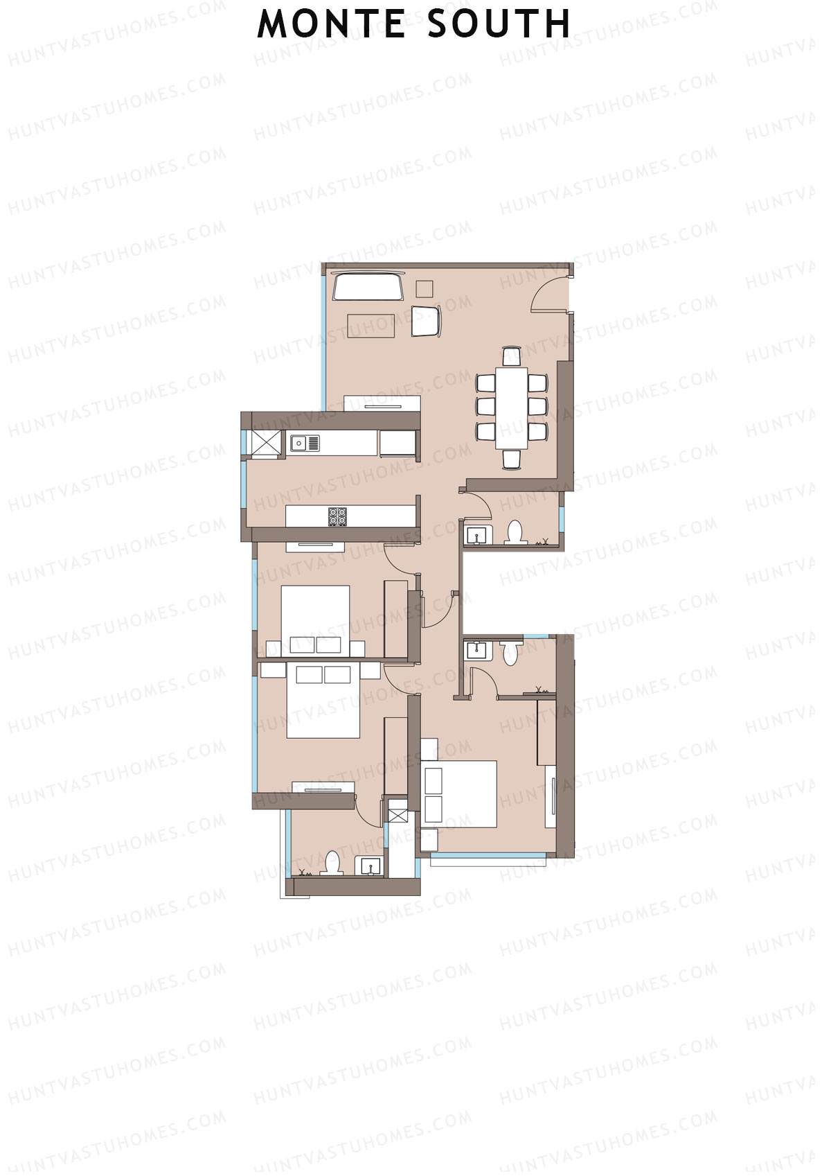 Monte South Tower 2 Unit 3 Floor Plan