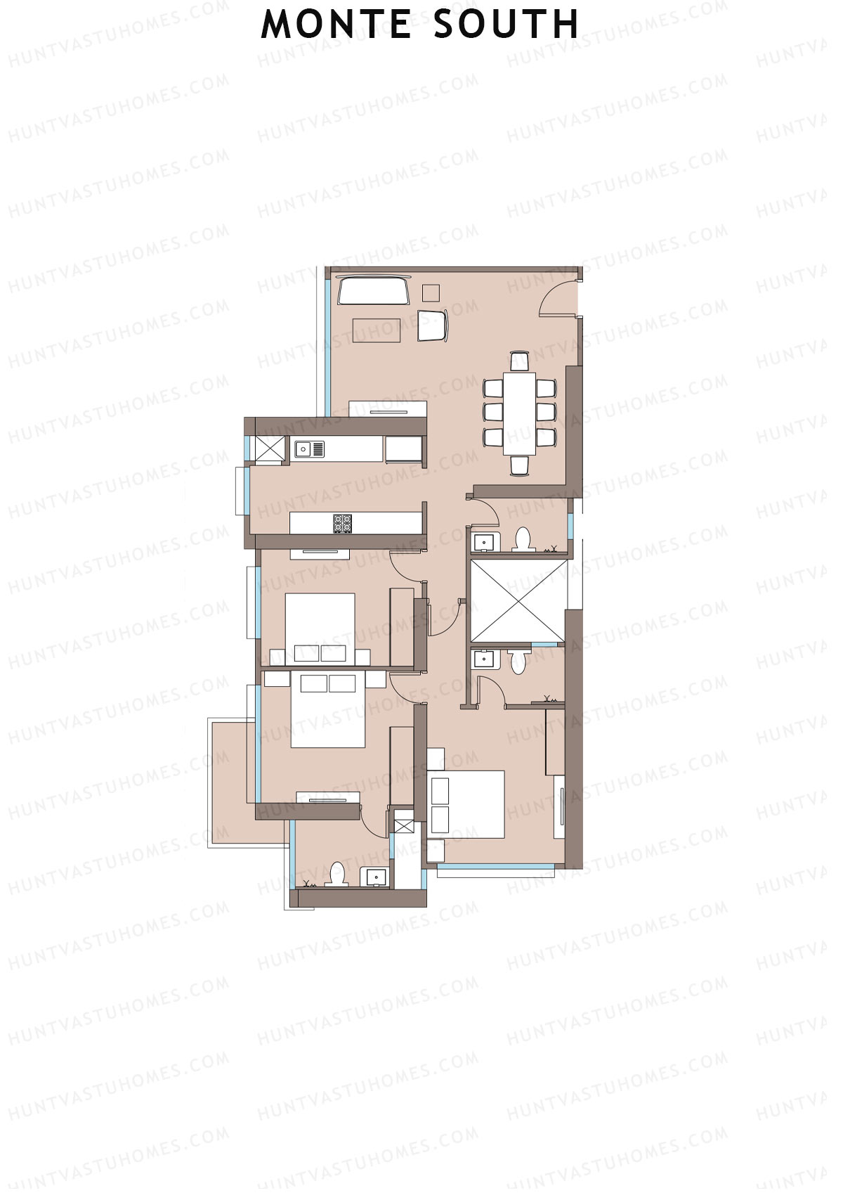 Monte South Tower 2 Unit 3 Floor Plan