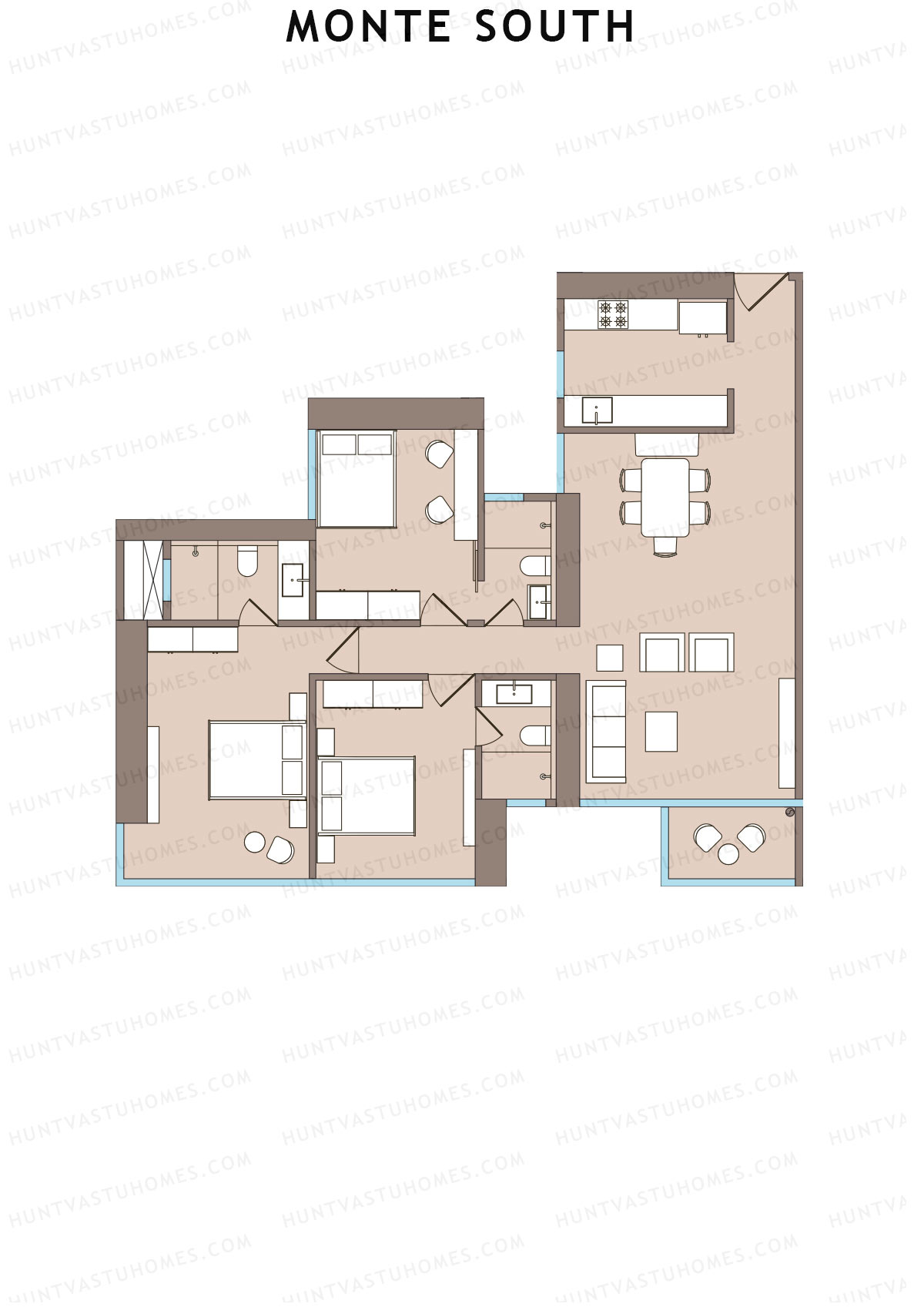 Monte South Tower 3 Unit 4 Floor Plan