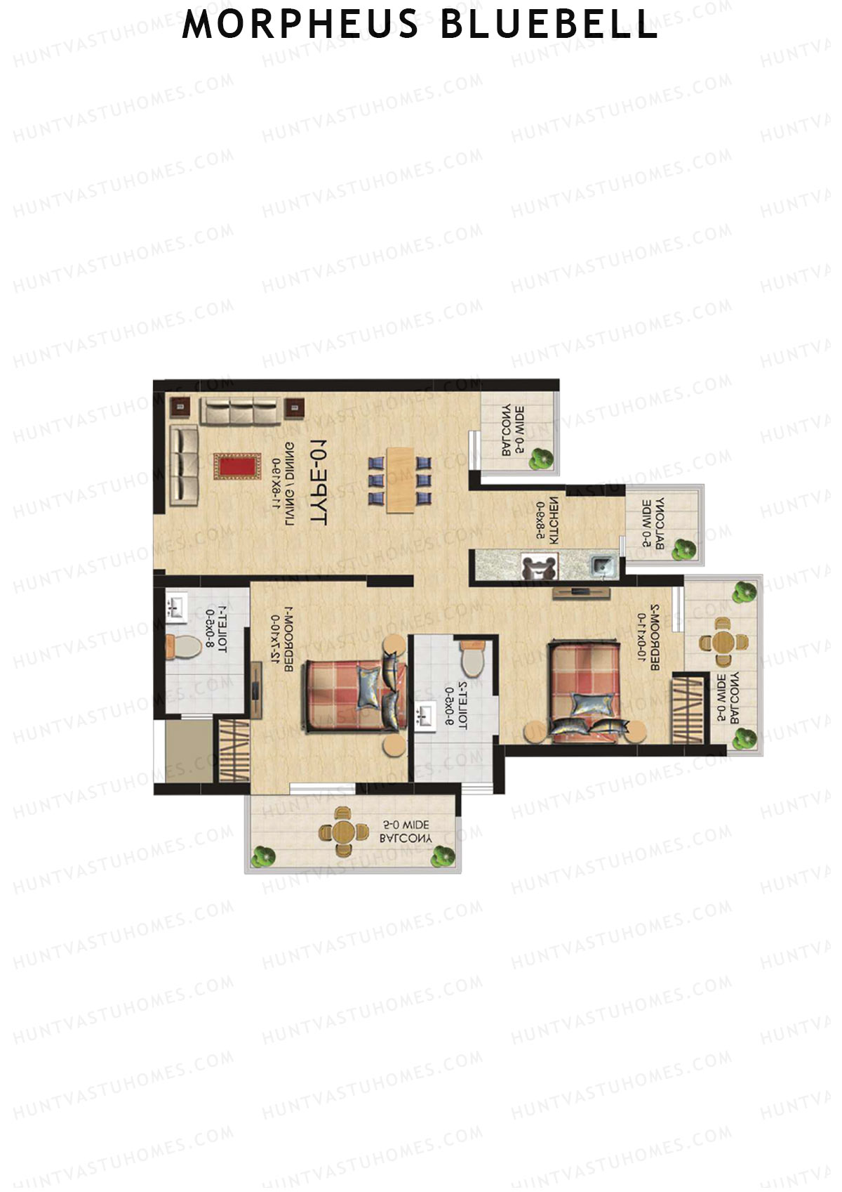 Morpheus Bluebell Tower 5 Unit 2 (Type 1) Floor Plan