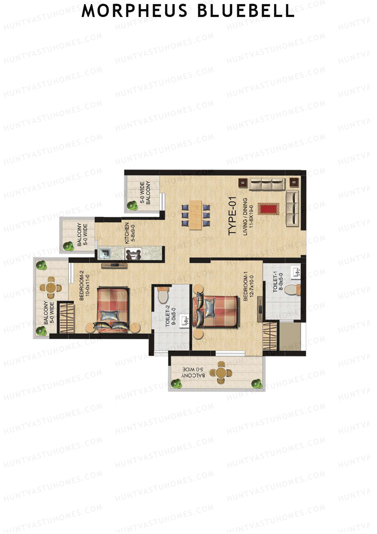 Morpheus Bluebell Tower 5 Unit 3 (Type 1) Floor Plan