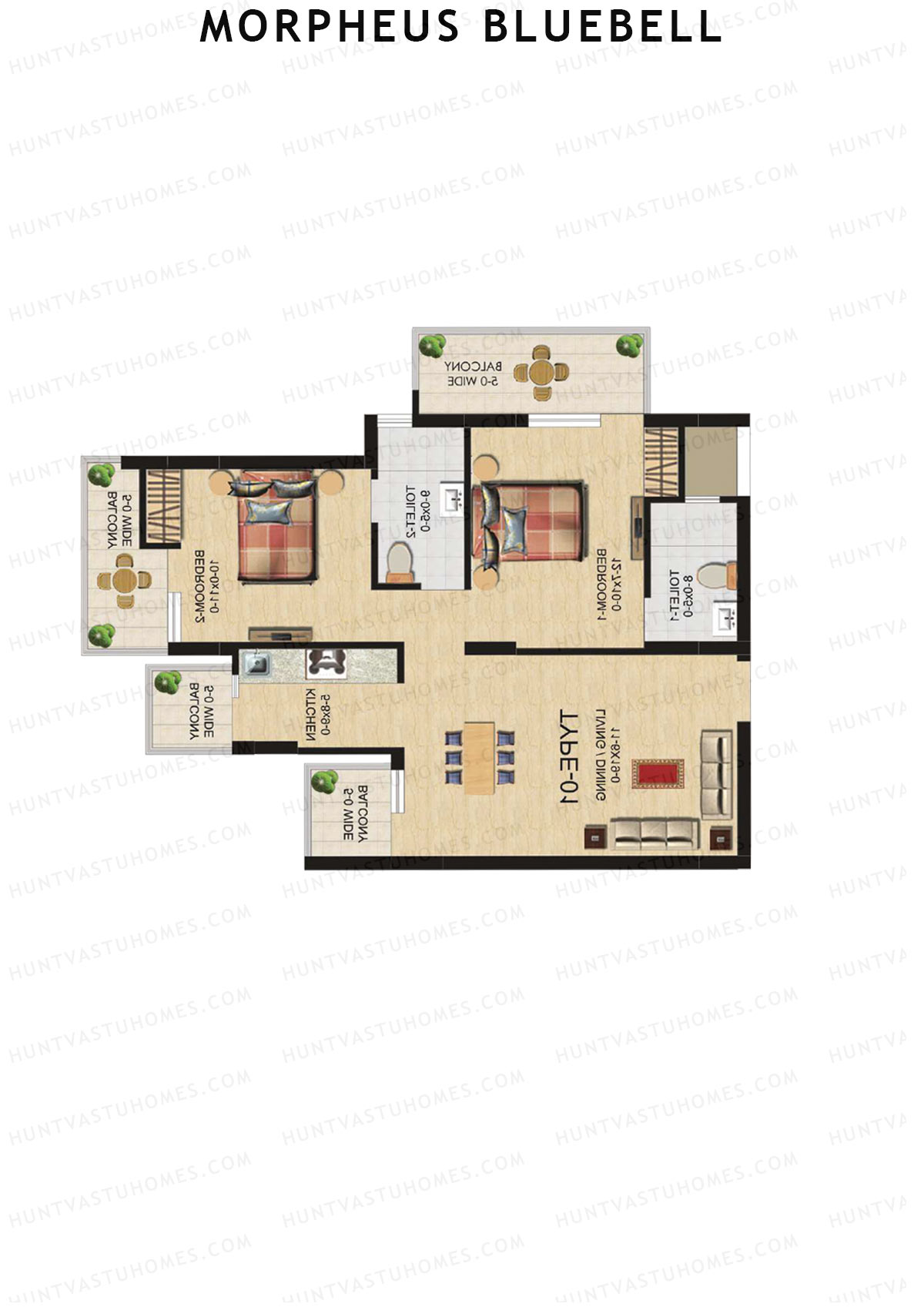 Morpheus Bluebell Tower 5 Unit 5 (Type 1) Floor Plan