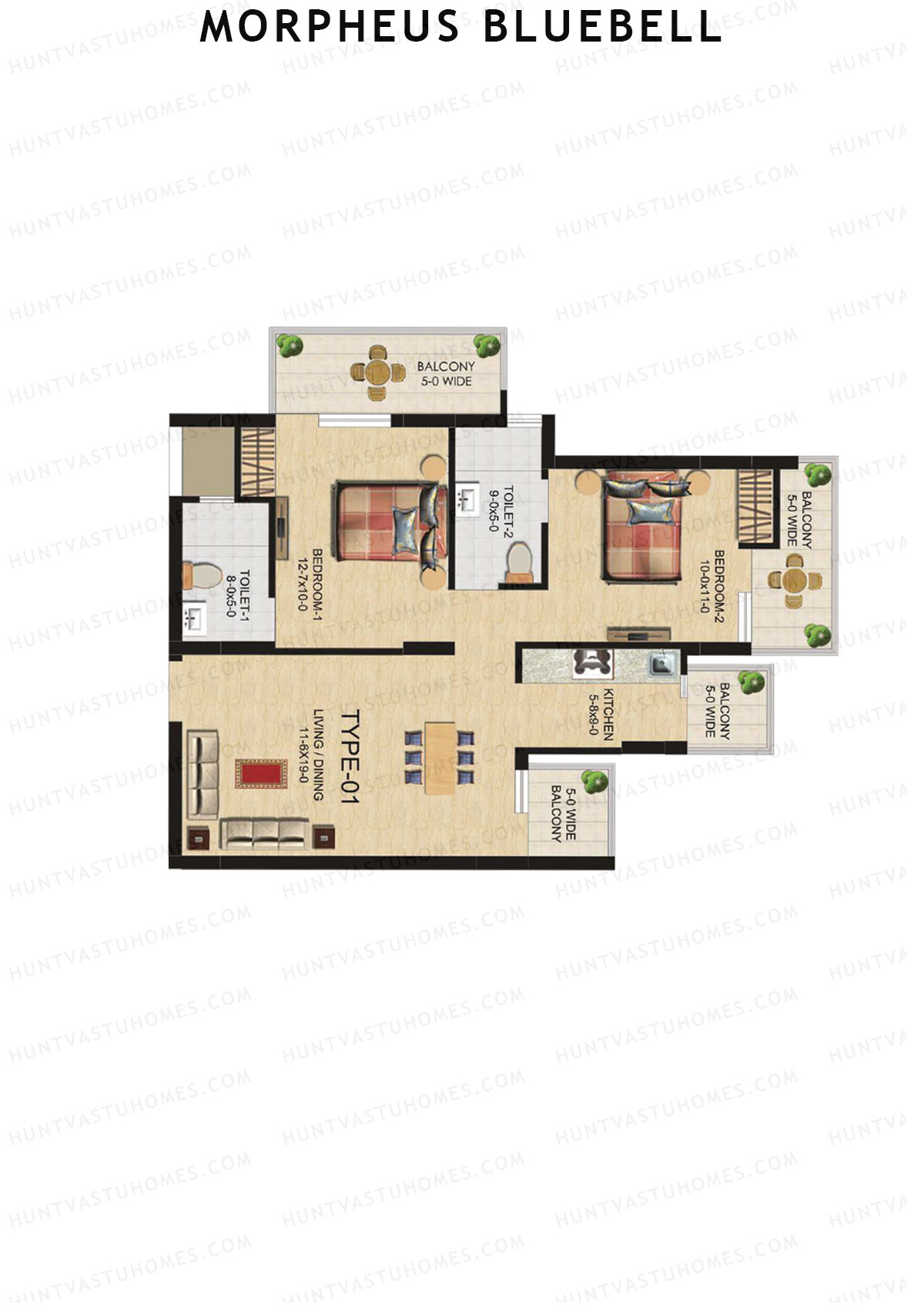 Morpheus Bluebell Tower 5 Unit 6 (Type 1) Floor Plan