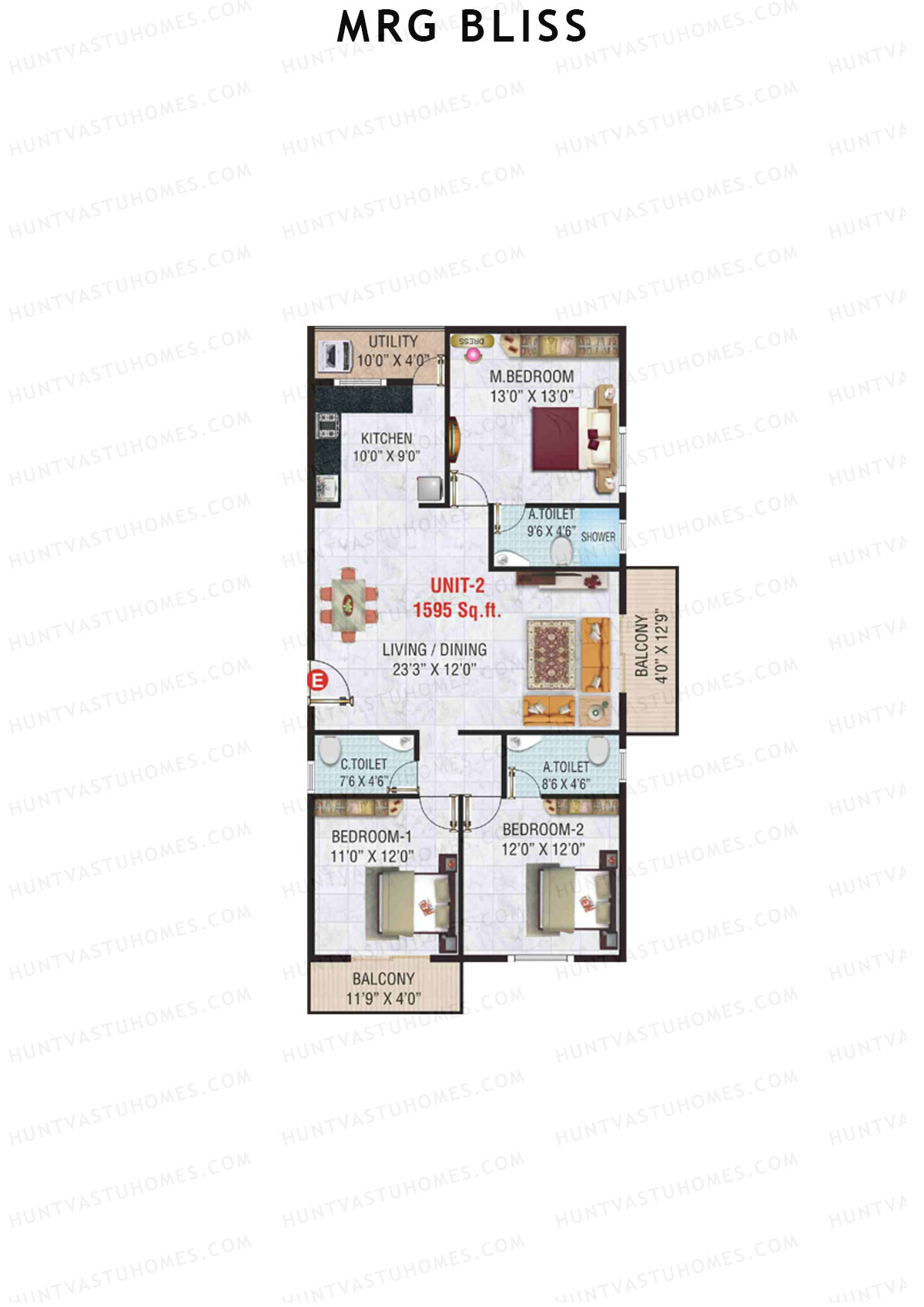 MRG Bliss Block A Wing A Unit 2 Floor Plan