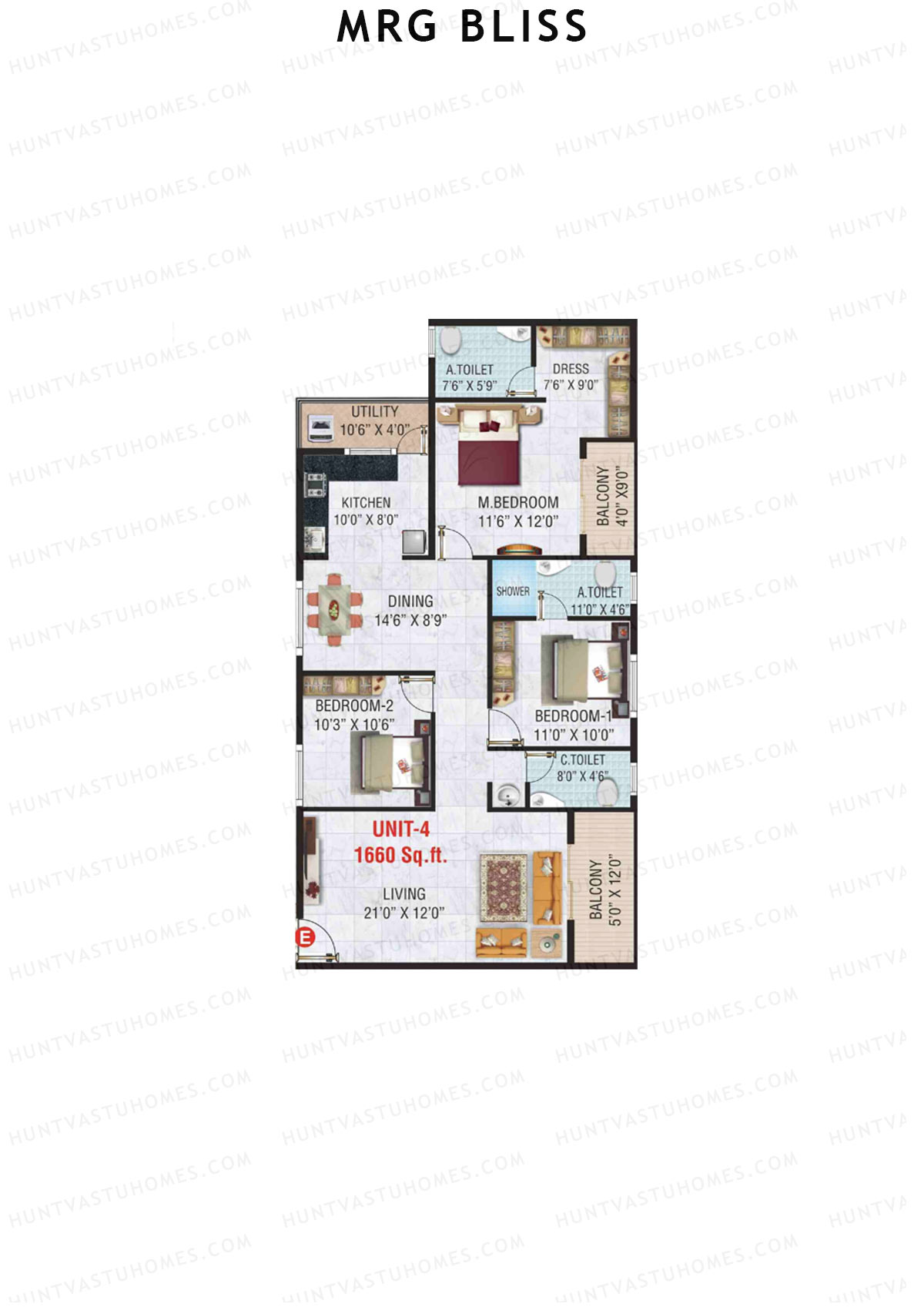 MRG Bliss Block A Wing A Unit 4 Floor Plan