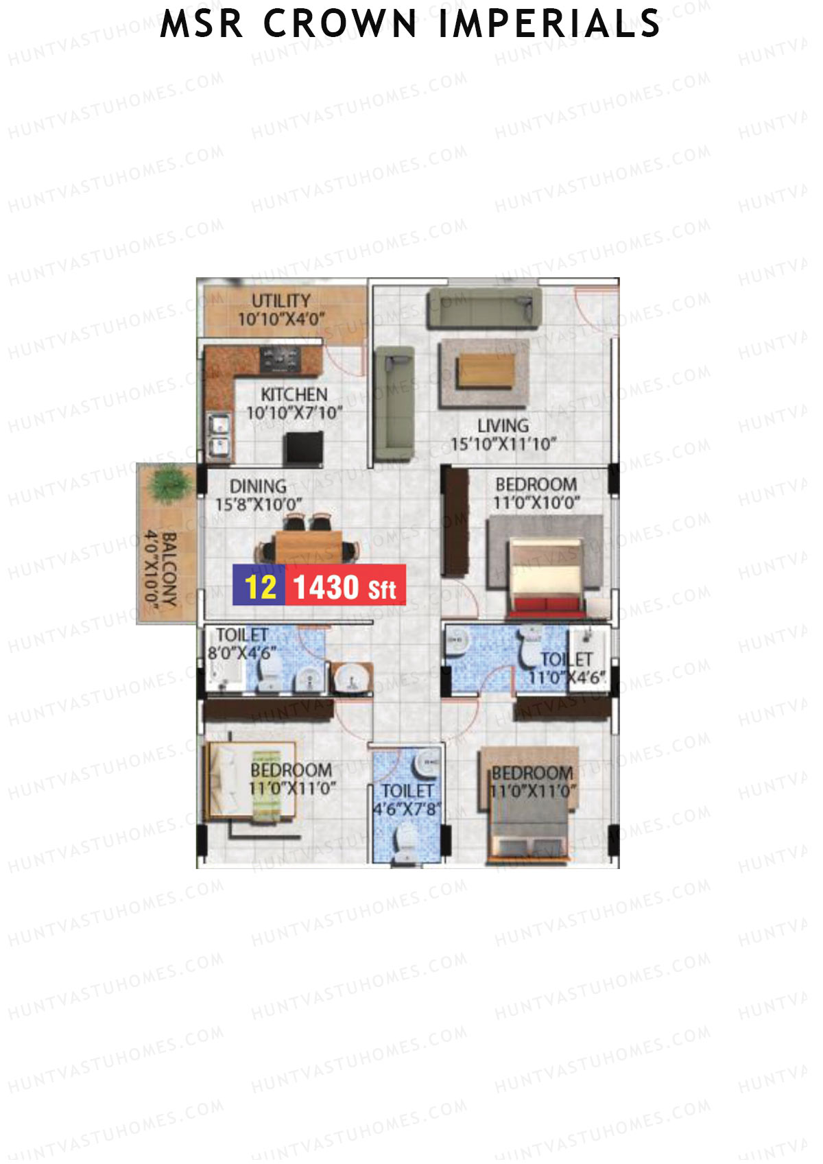 MSR Crown Imperials Block B Unit 12 Floor Plan