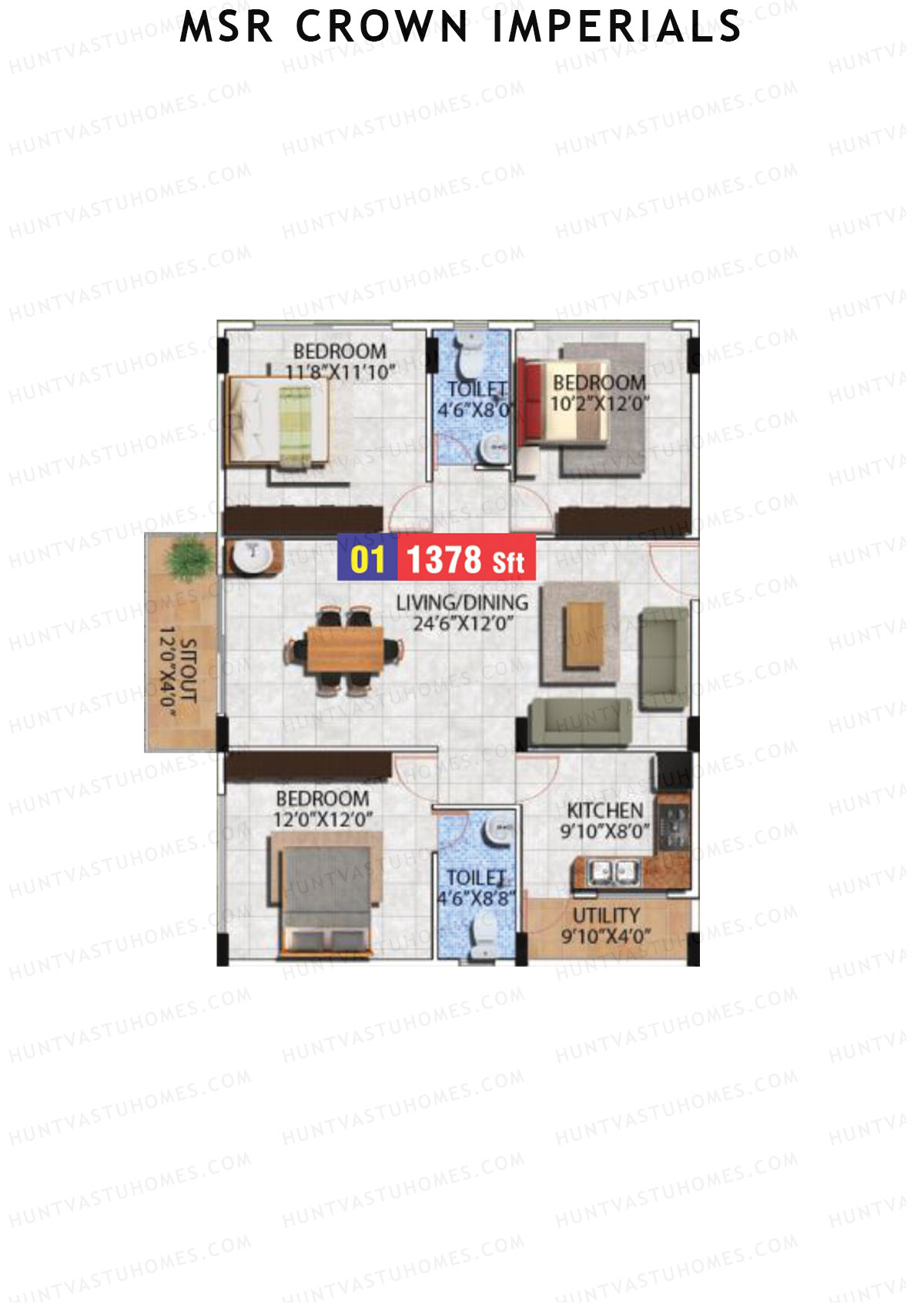 MSR Crown Imperials Block B Unit 1 Floor Plan