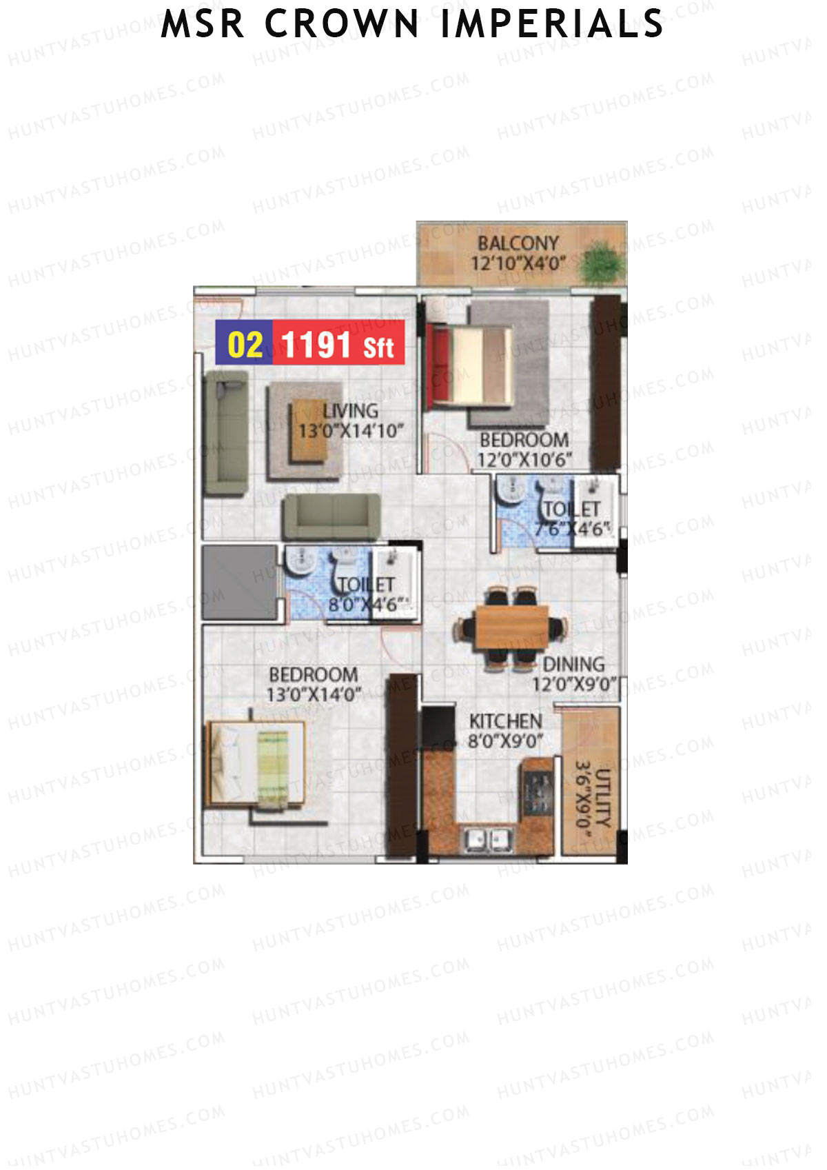 MSR Crown Imperials Block B Unit 2 Floor Plan