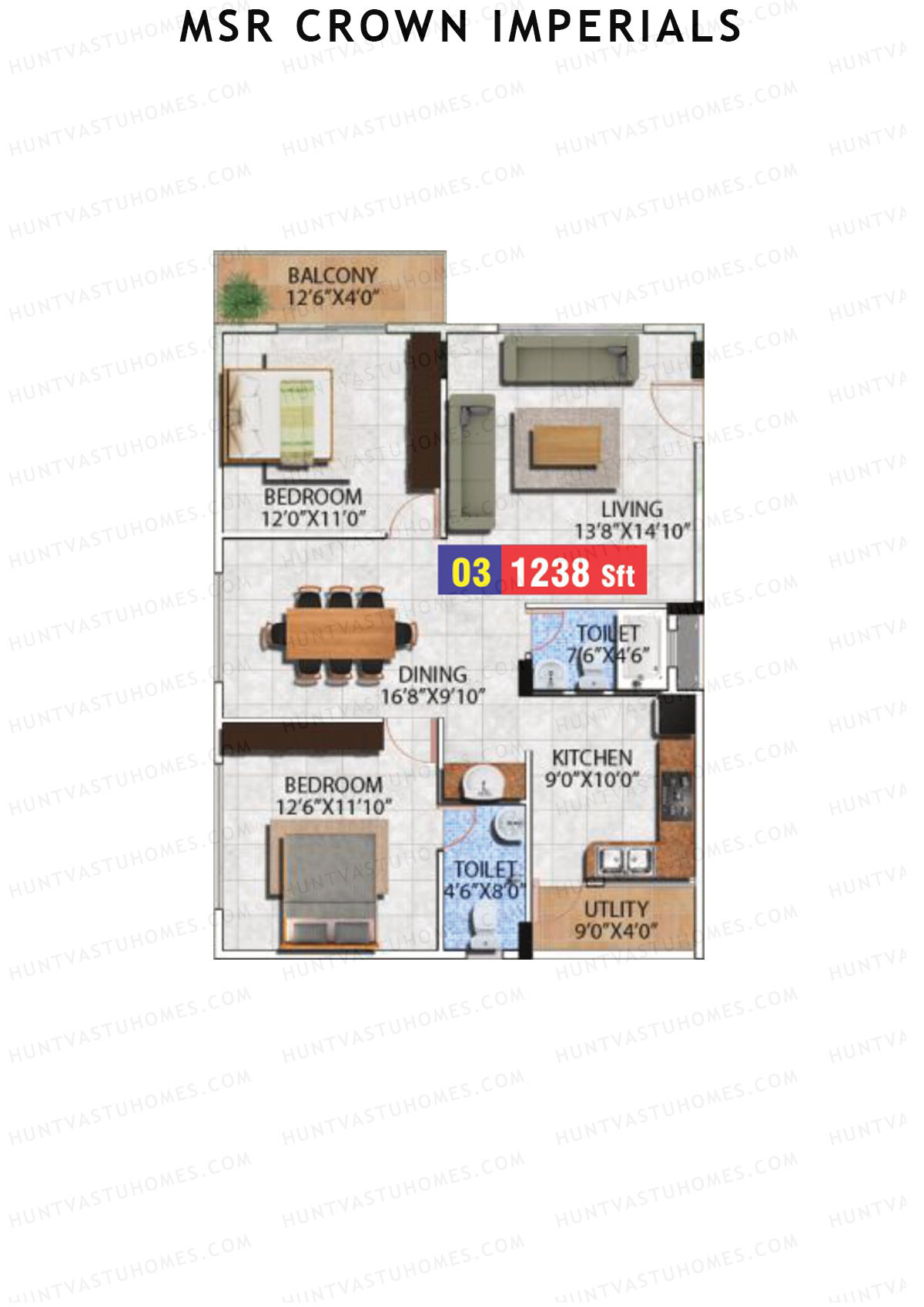 MSR Crown Imperials Block B Unit 3 Floor Plan