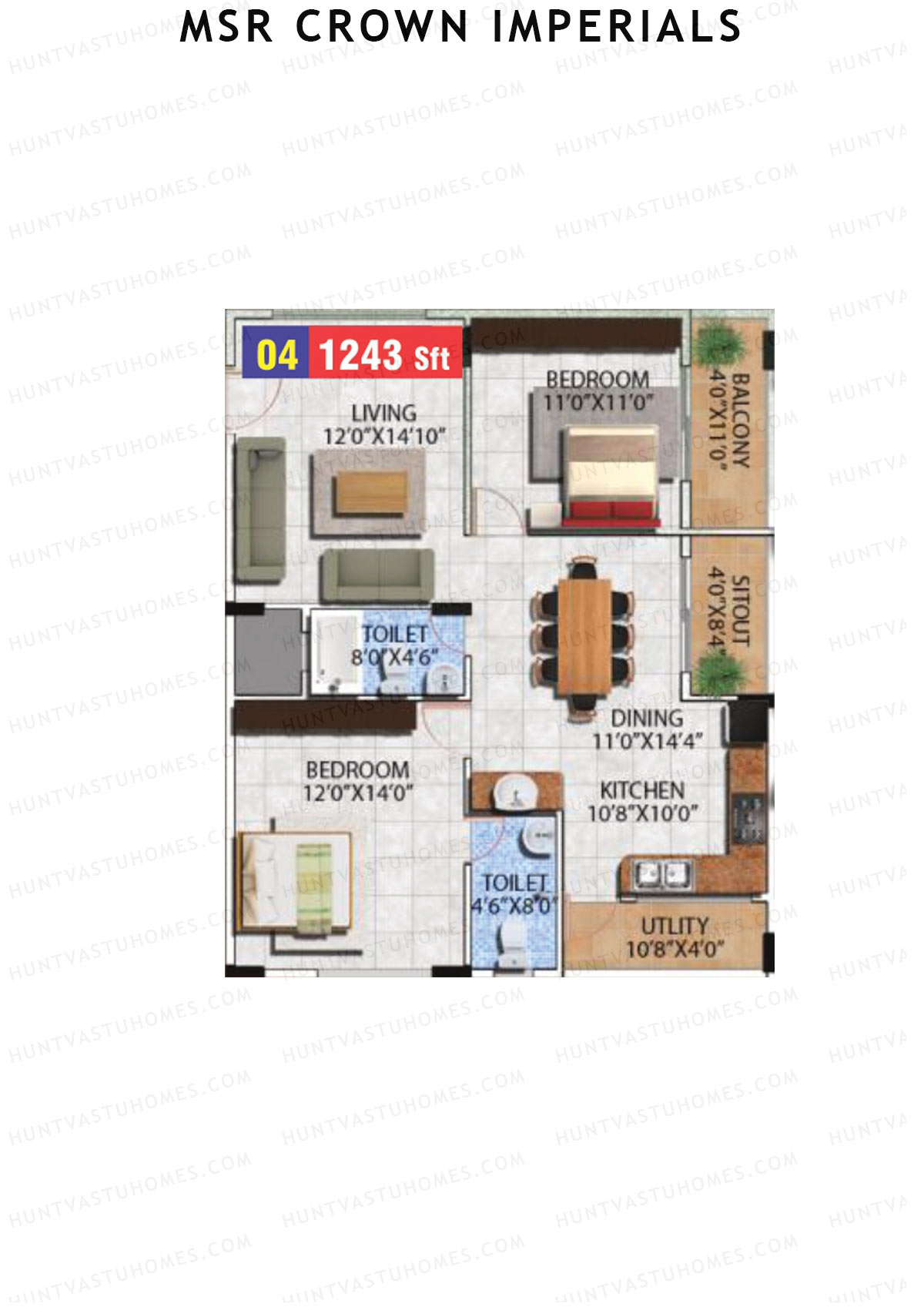MSR Crown Imperials Block B Unit 4 Floor Plan