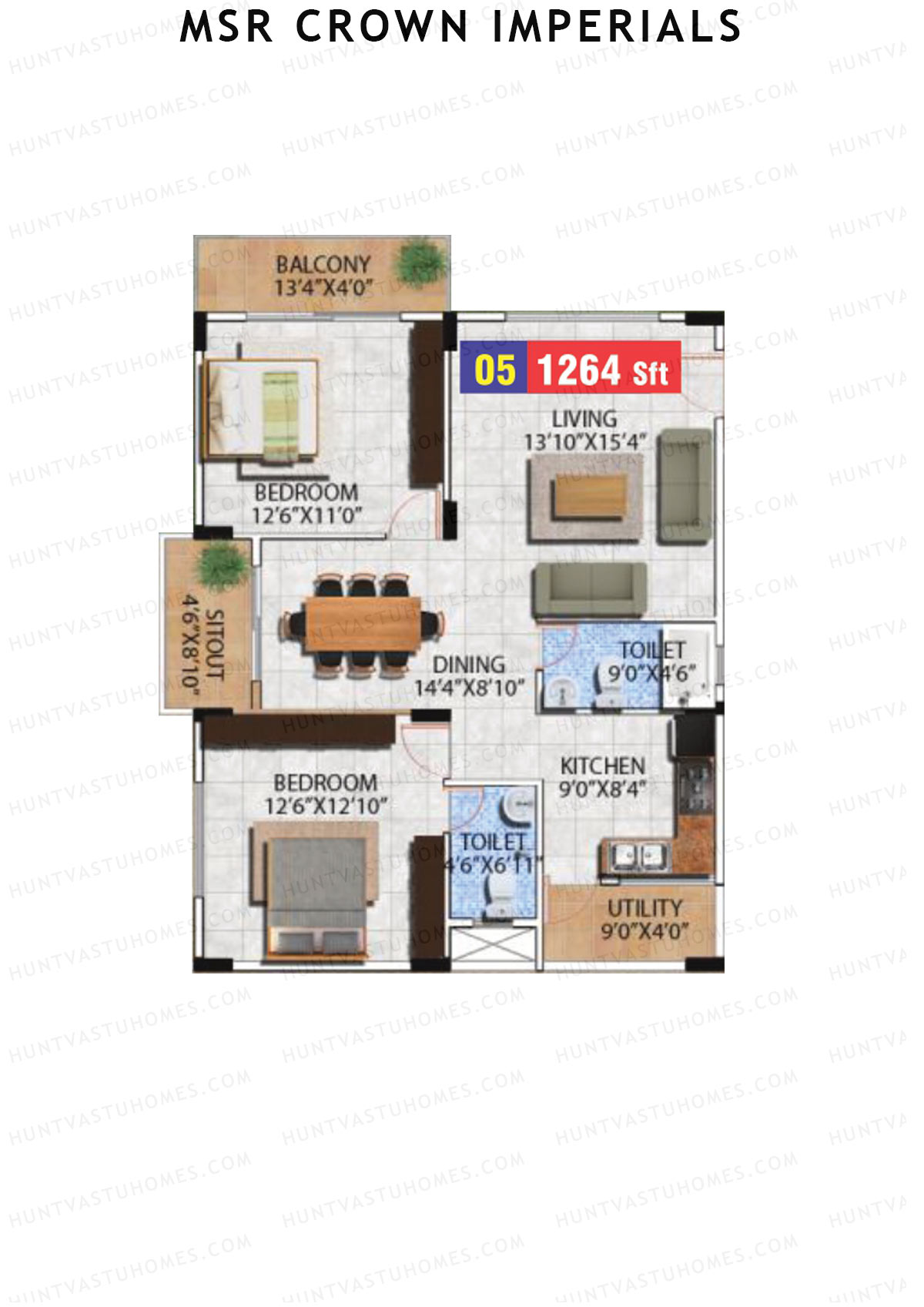 MSR Crown Imperials Block B Unit 5 Floor Plan