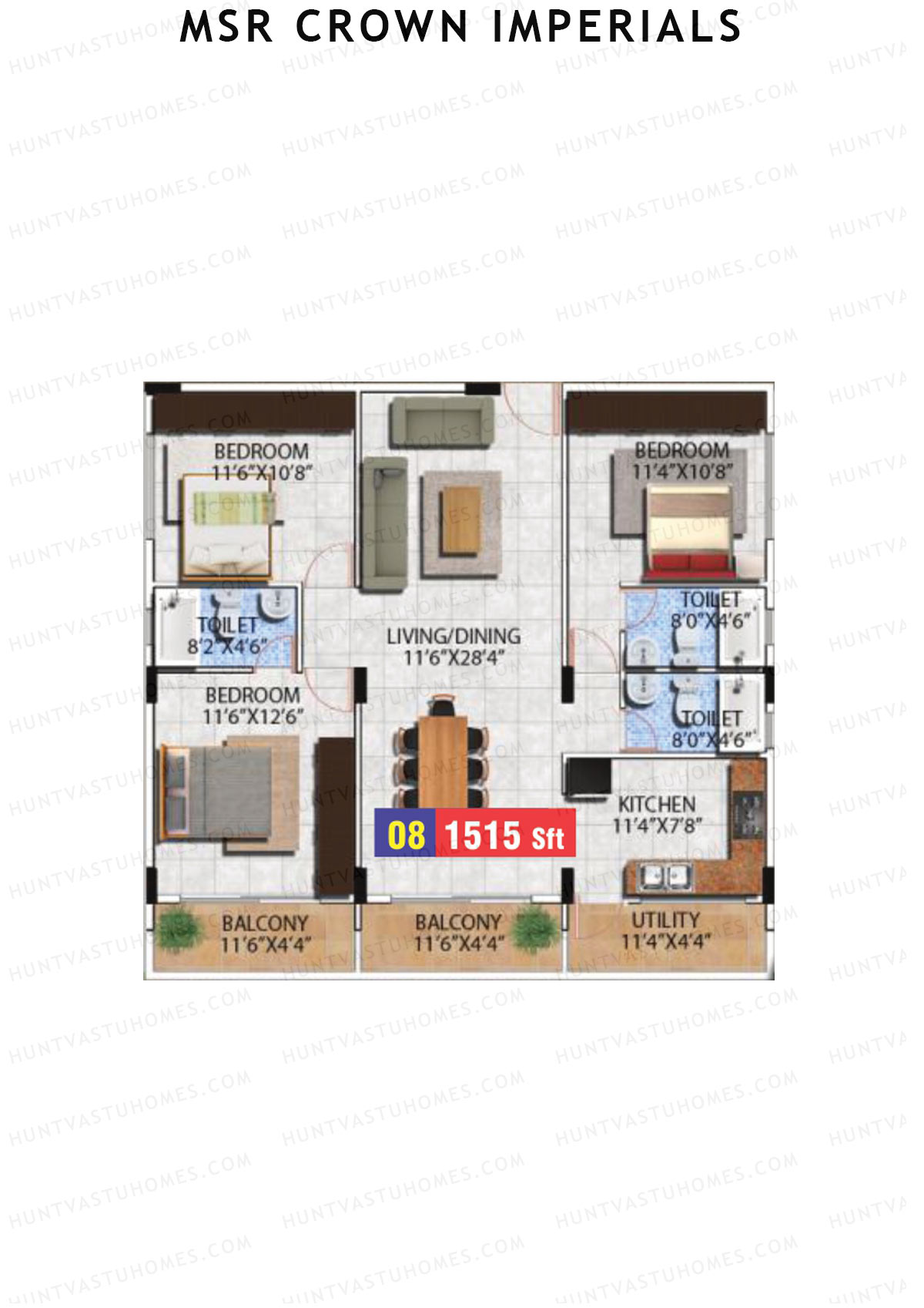 MSR Crown Imperials Block B Unit 8 Floor Plan