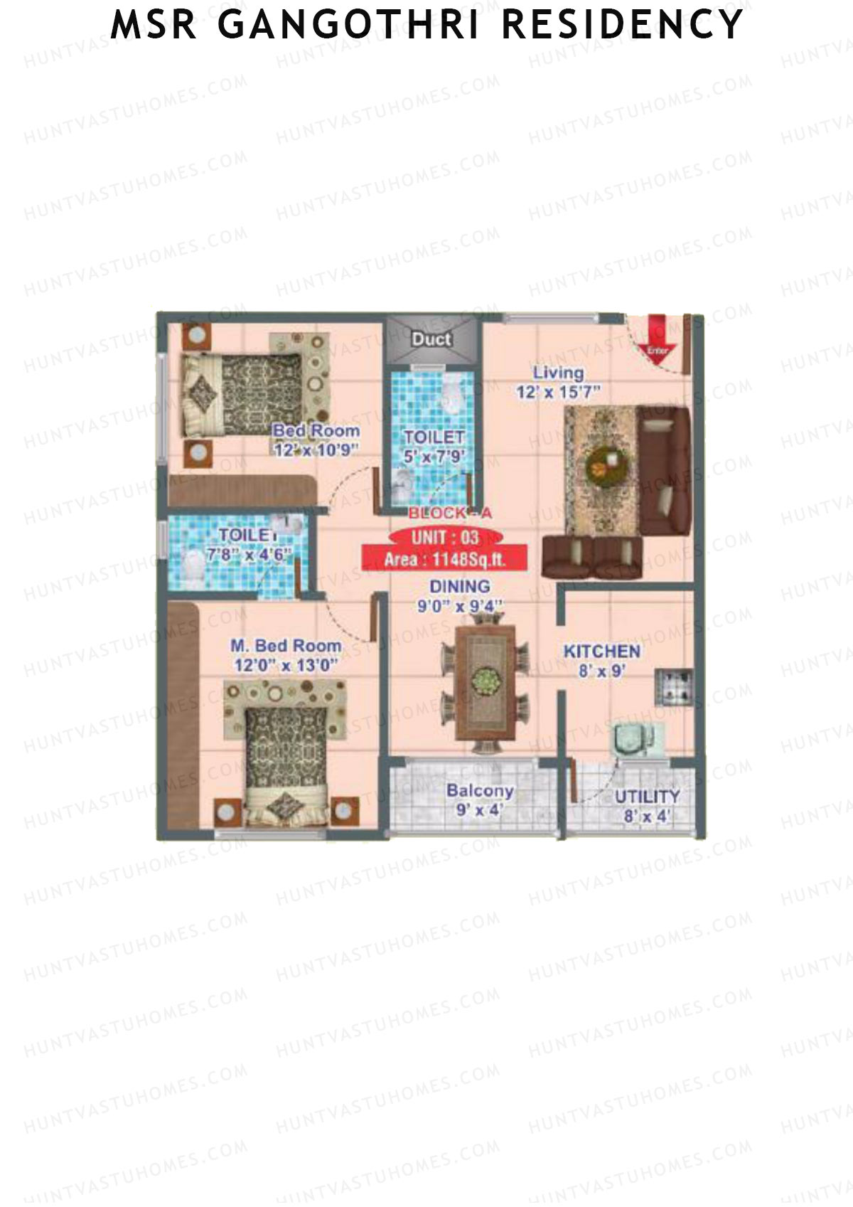 MSR Gangothri Residency Block A Unit 5 Floor Plan