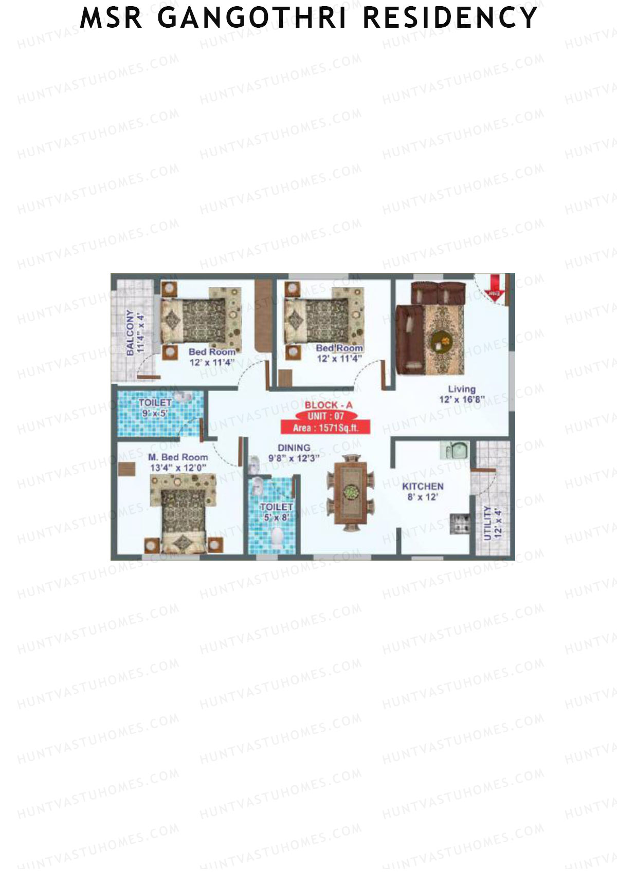 MSR Gangothri Residency Block A Unit 7 Floor Plan