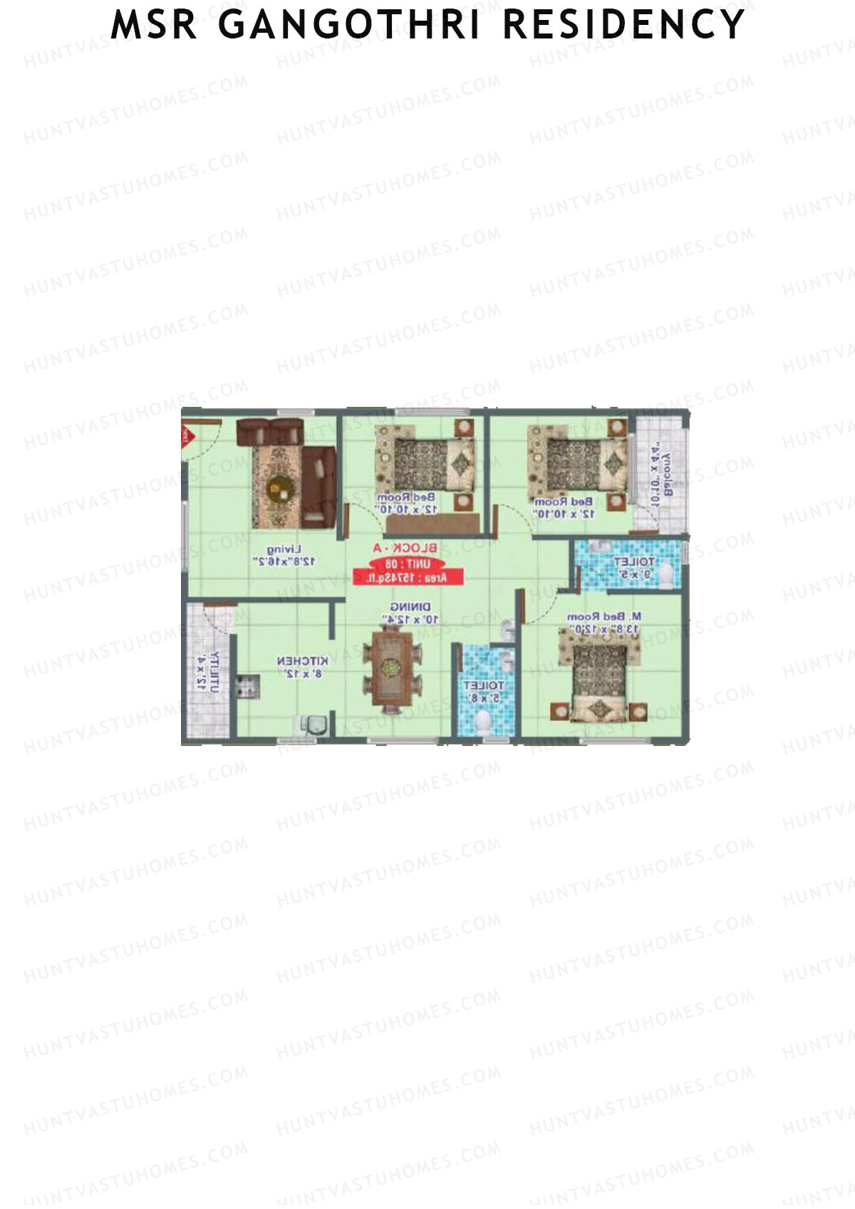MSR Gangothri Residency Block B Unit 2 Floor Plan